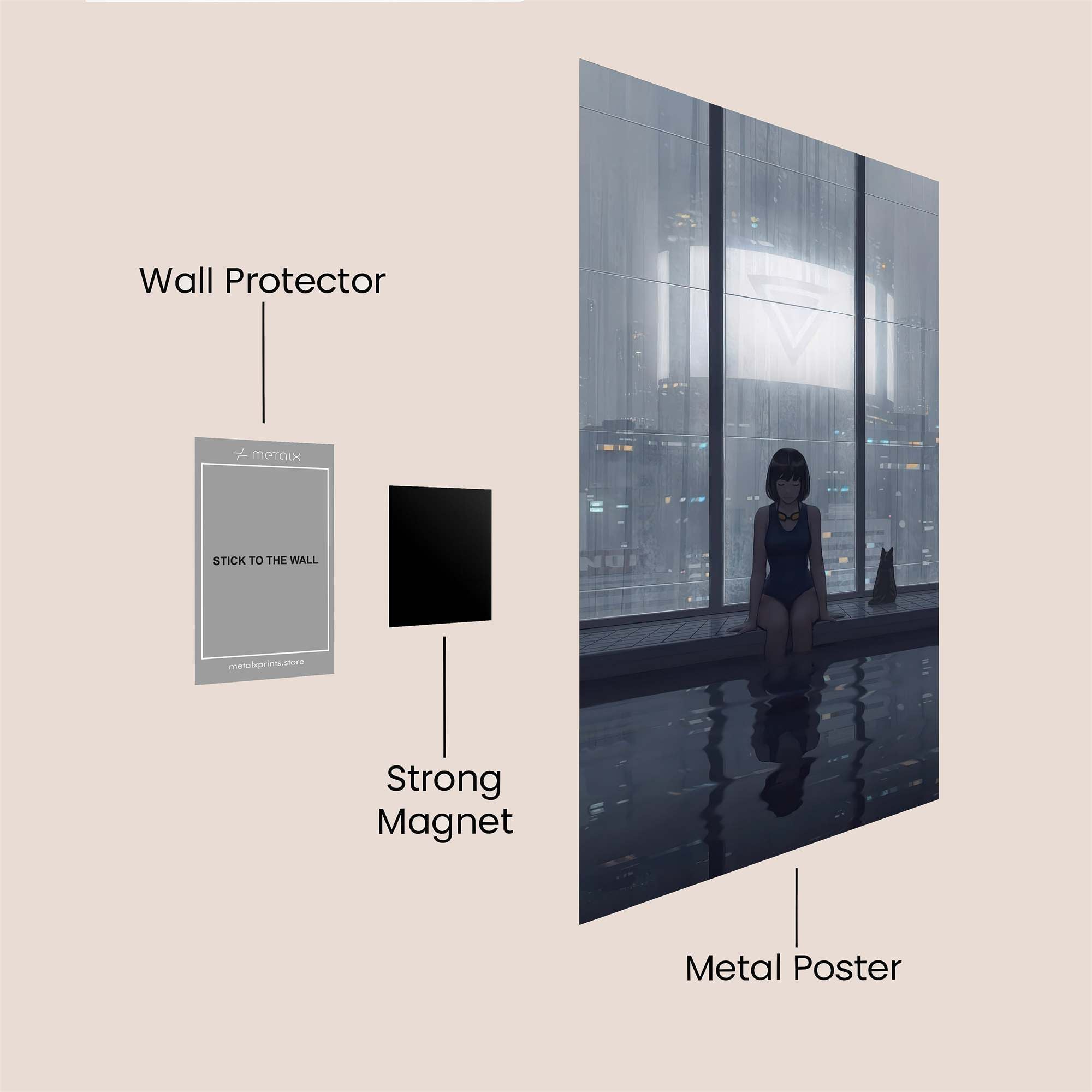 Rainy Reflection Safe Wall Magnetic / M