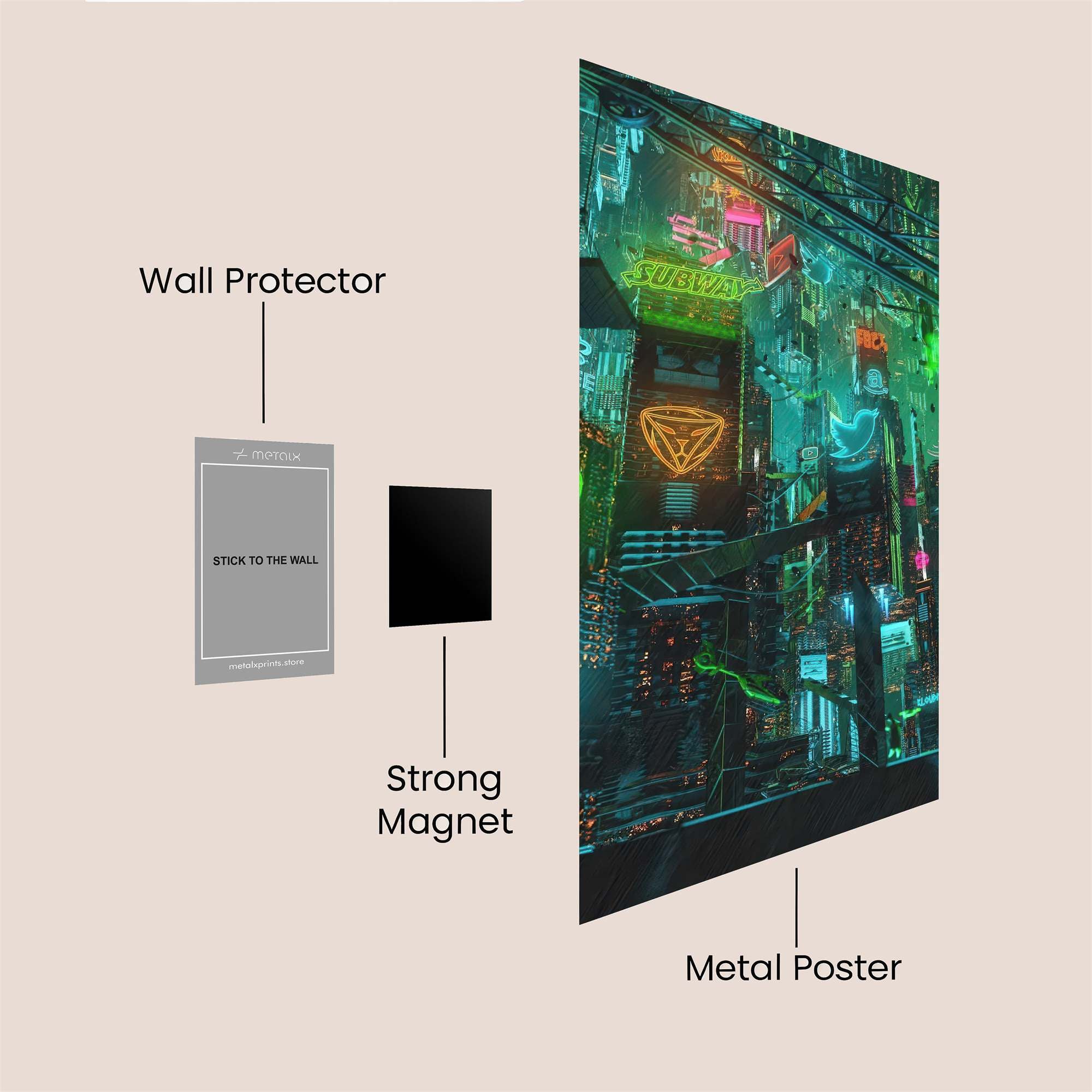 Neon Dreamscape Safe Wall Magnetic / M