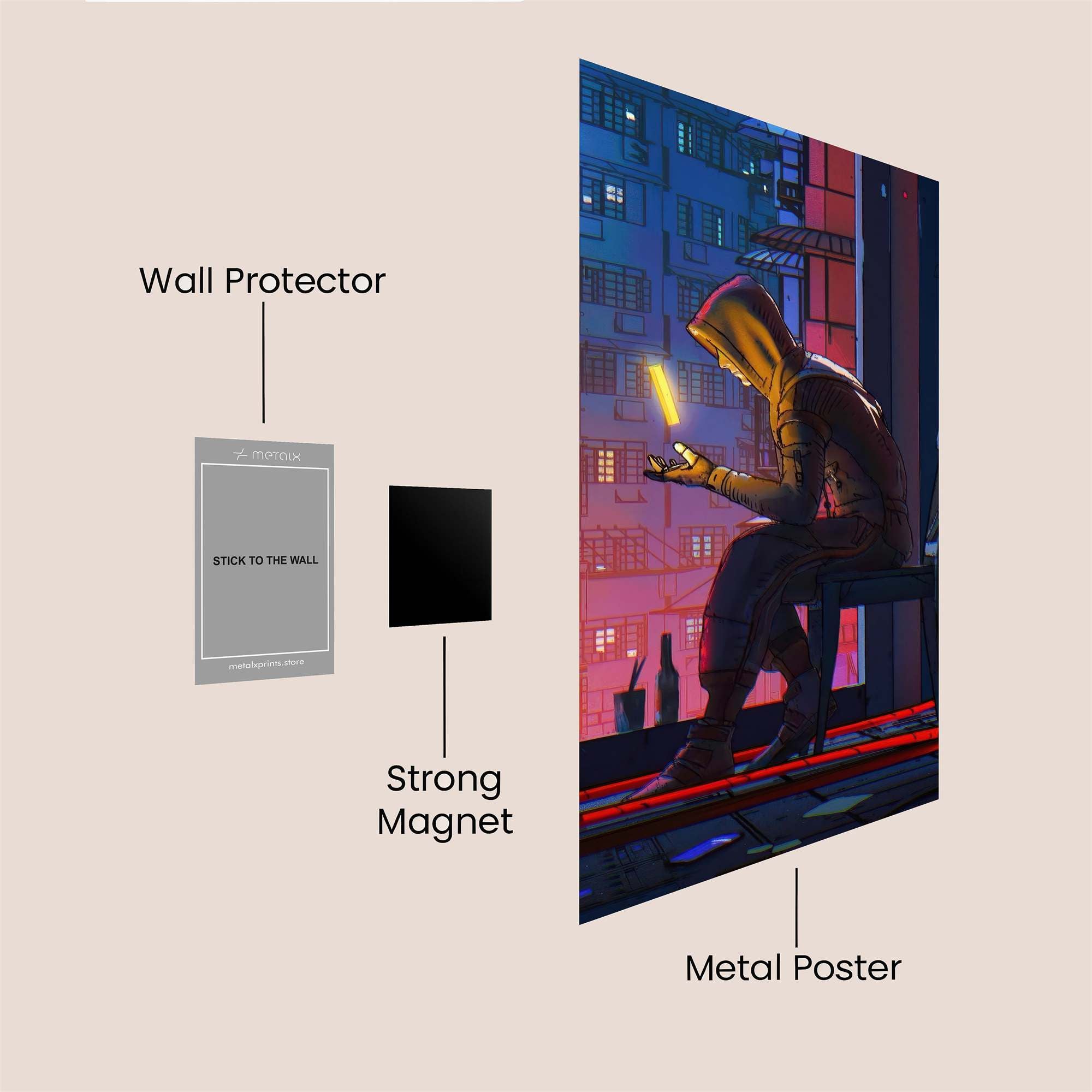 Neon Contemplation Safe Wall Magnetic / M