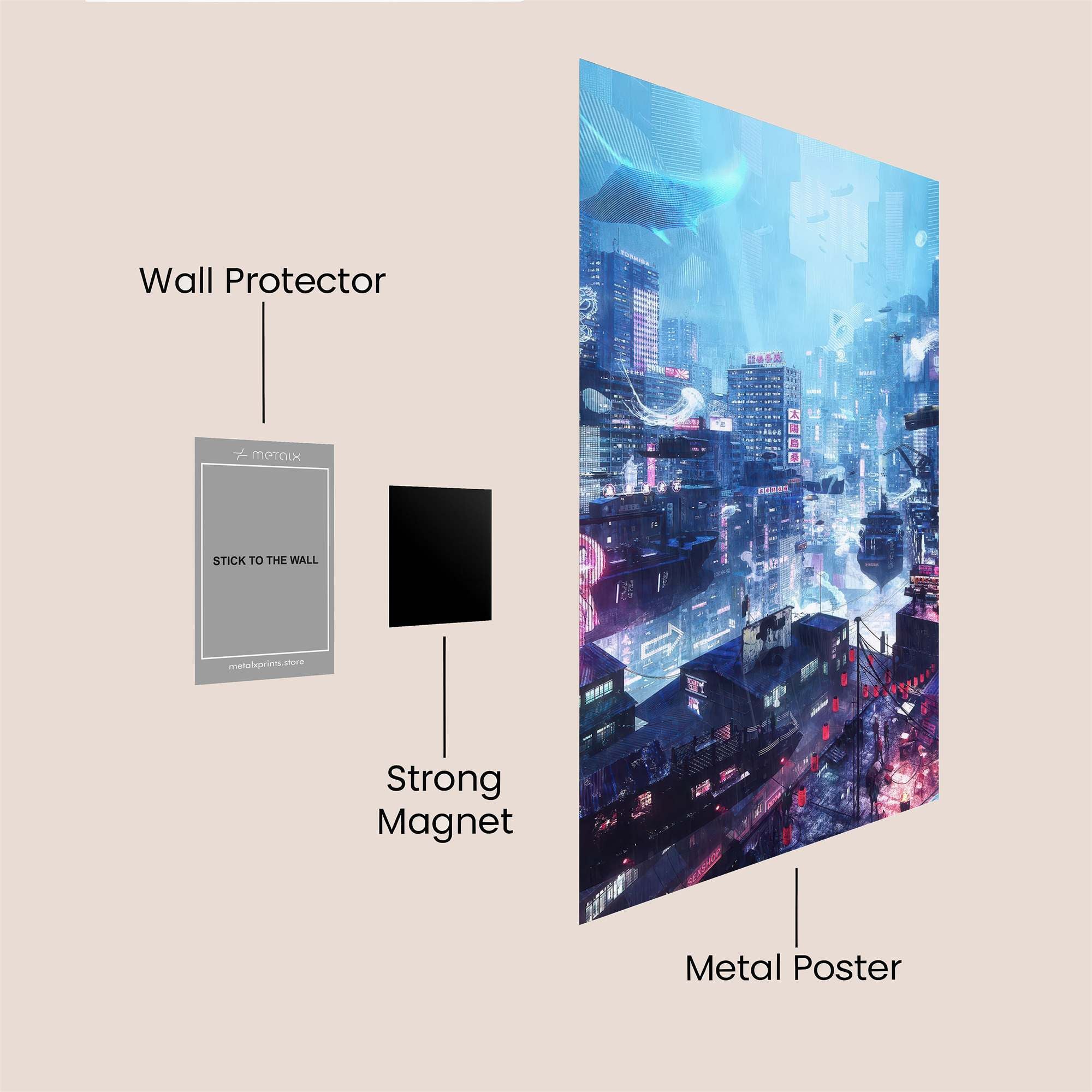 Neon Dreamscape Safe Wall Magnetic / M