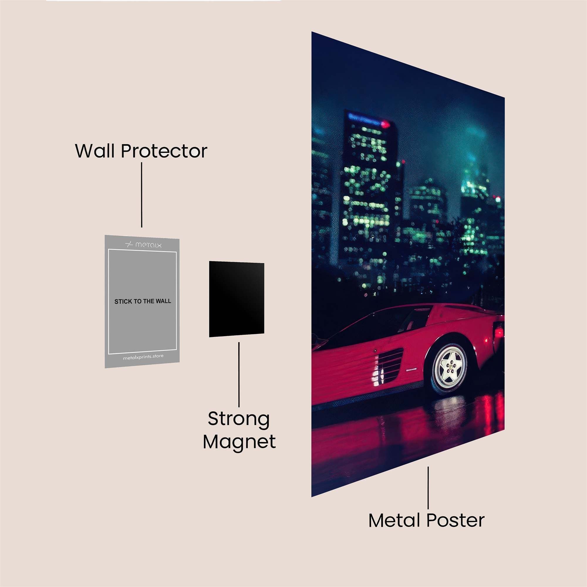 Neon Skiescape Safe Wall Magnetic / M