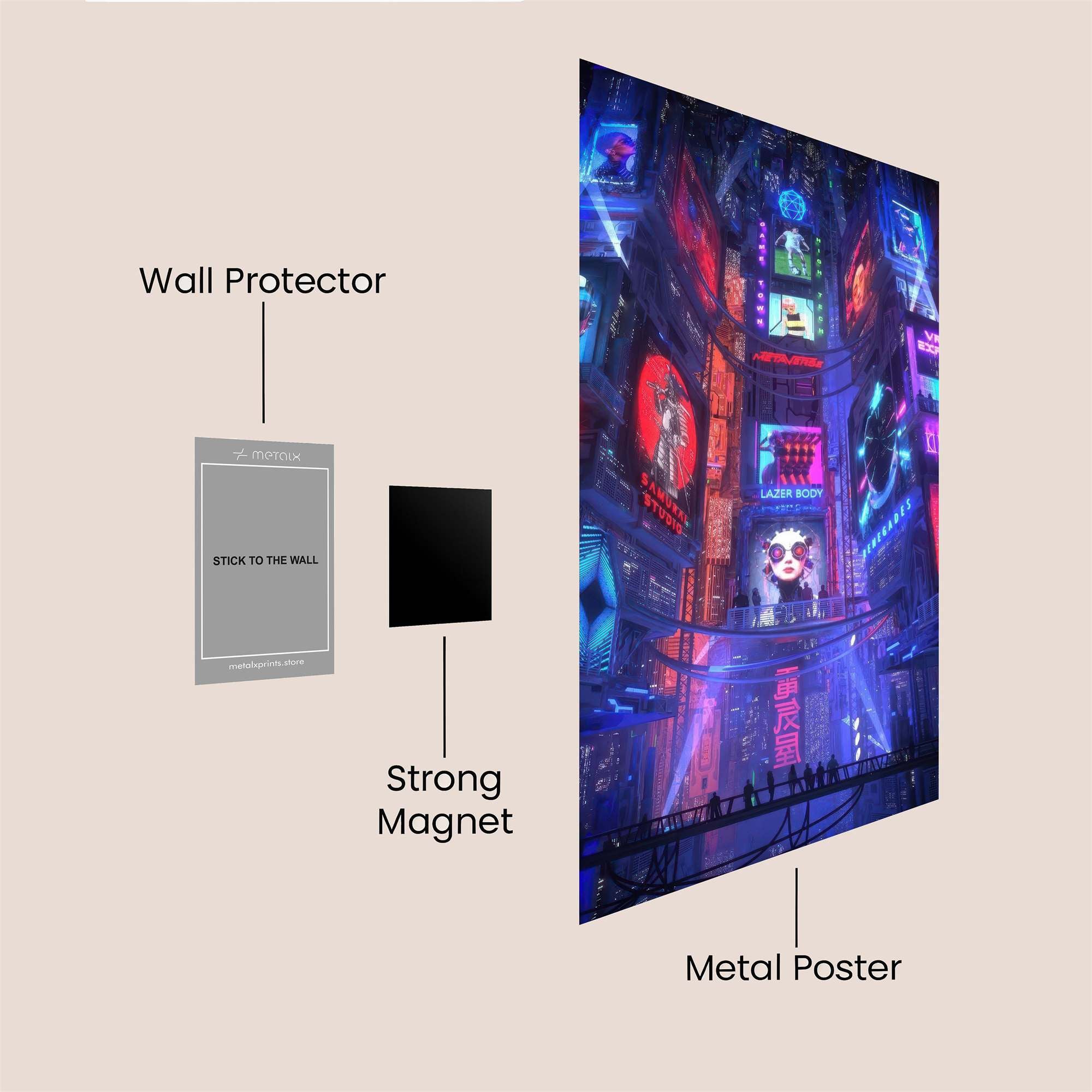 Neon Nightscape Safe Wall Magnetic / M