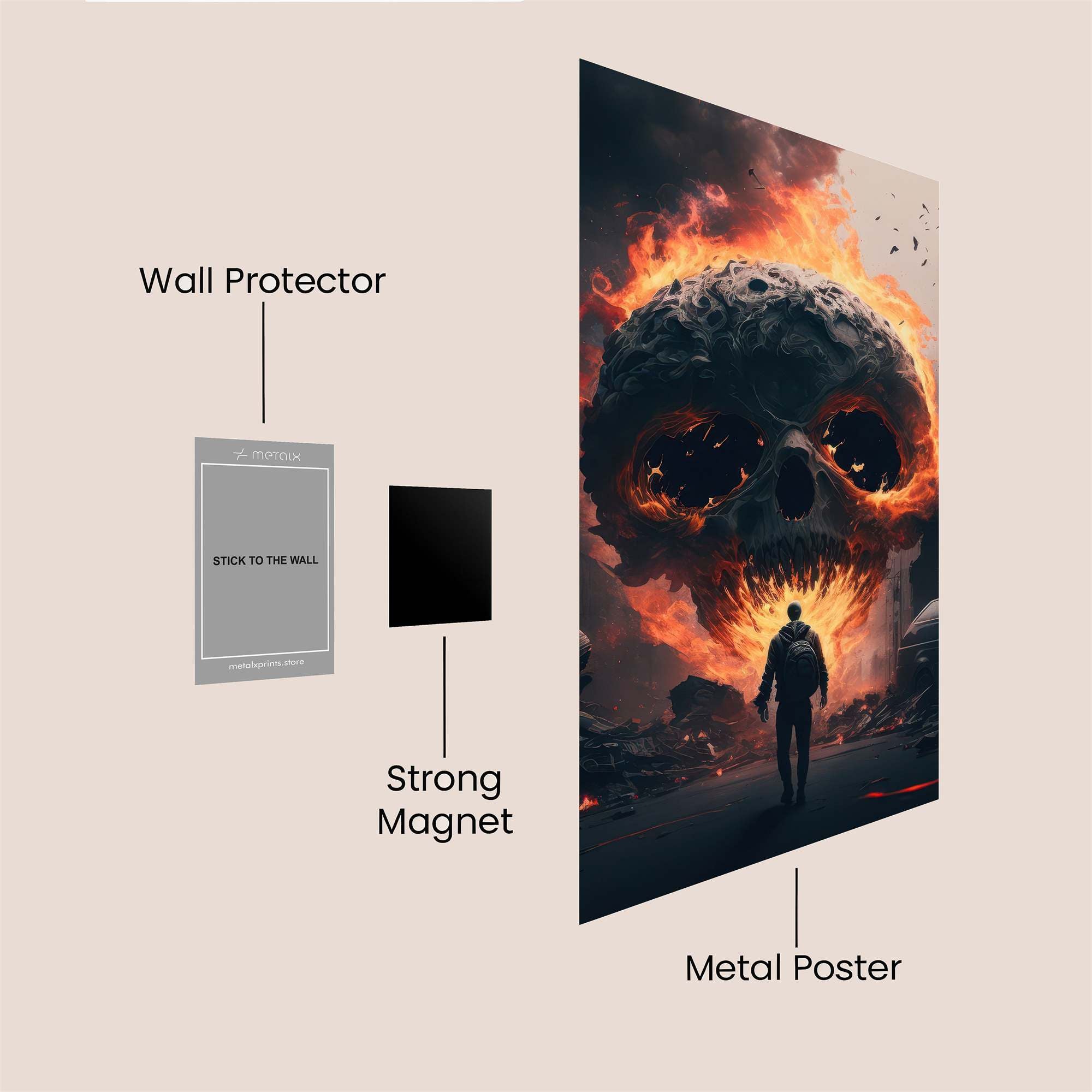 Skull Apocalypse Safe Wall Magnetic / M