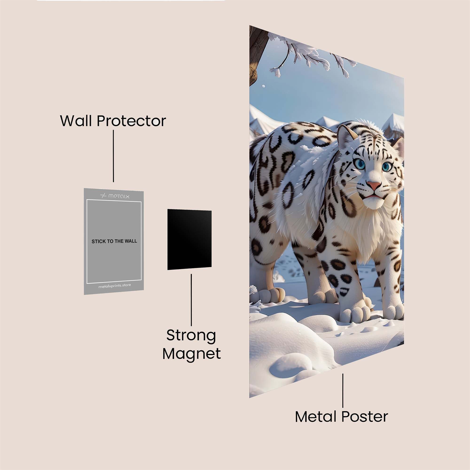 Snow Leopard Serene Safe Wall Magnetic / M
