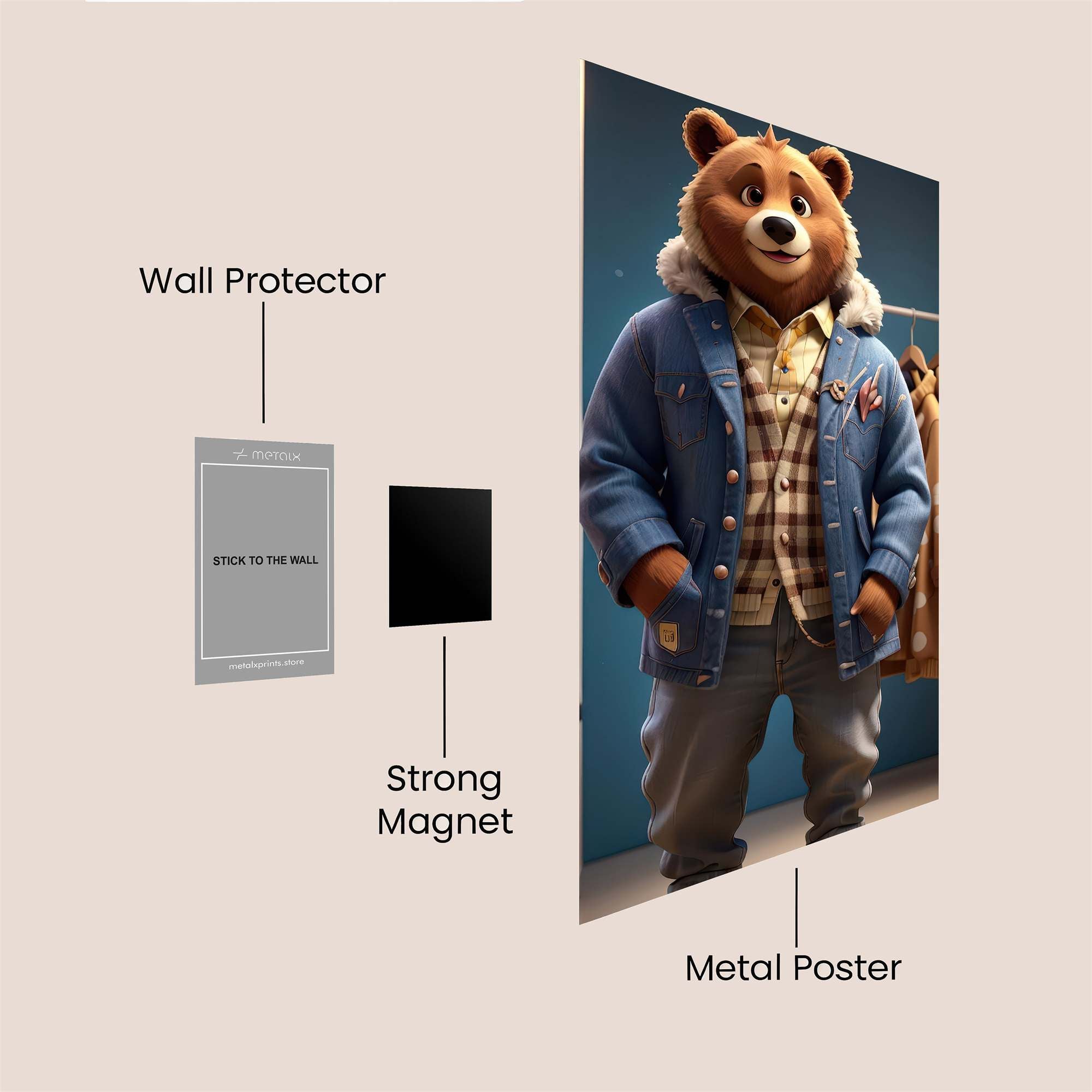 Bear Fashionista Safe Wall Magnetic / M