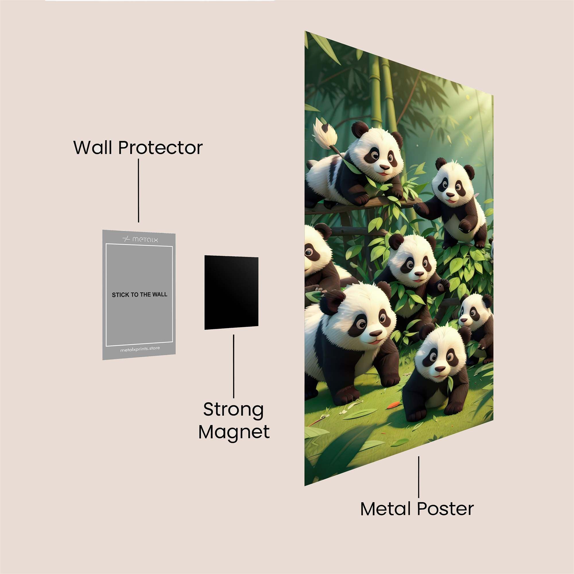 Panda Parade Safe Wall Magnetic / M