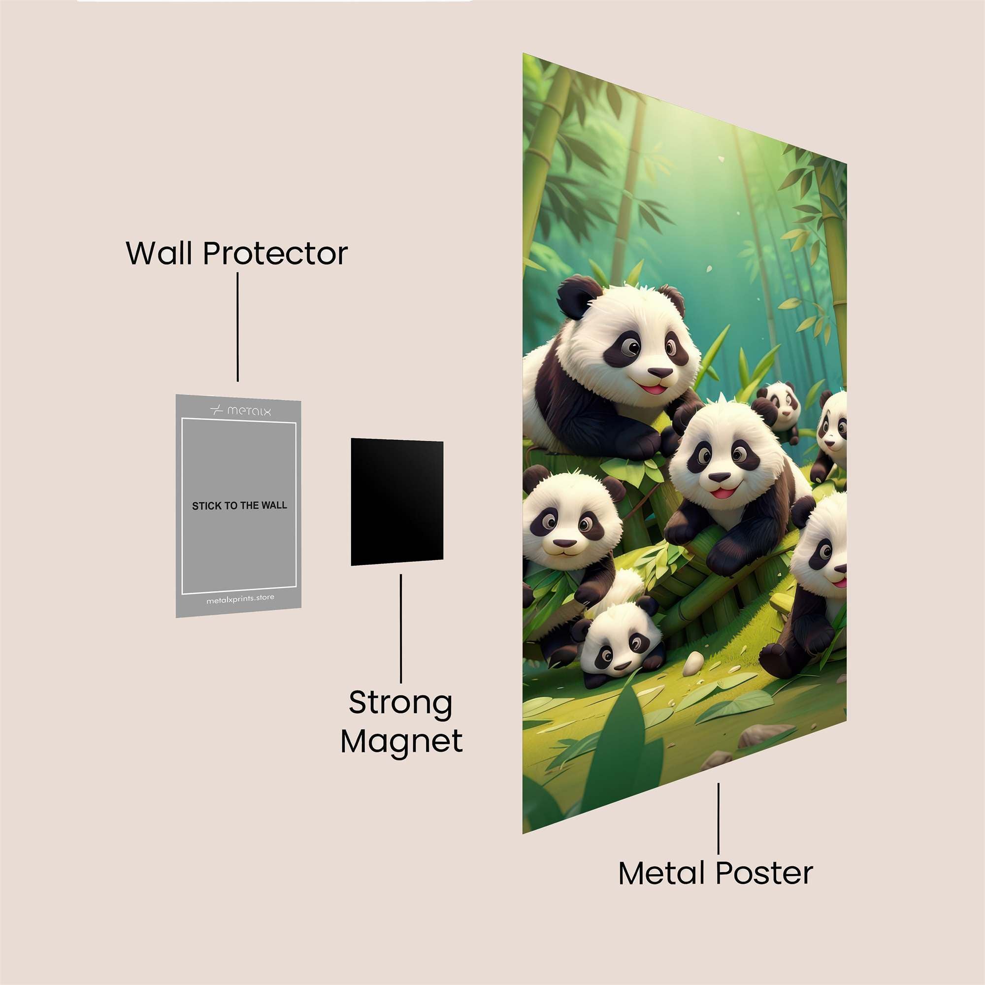 Panda Parade Safe Wall Magnetic / M