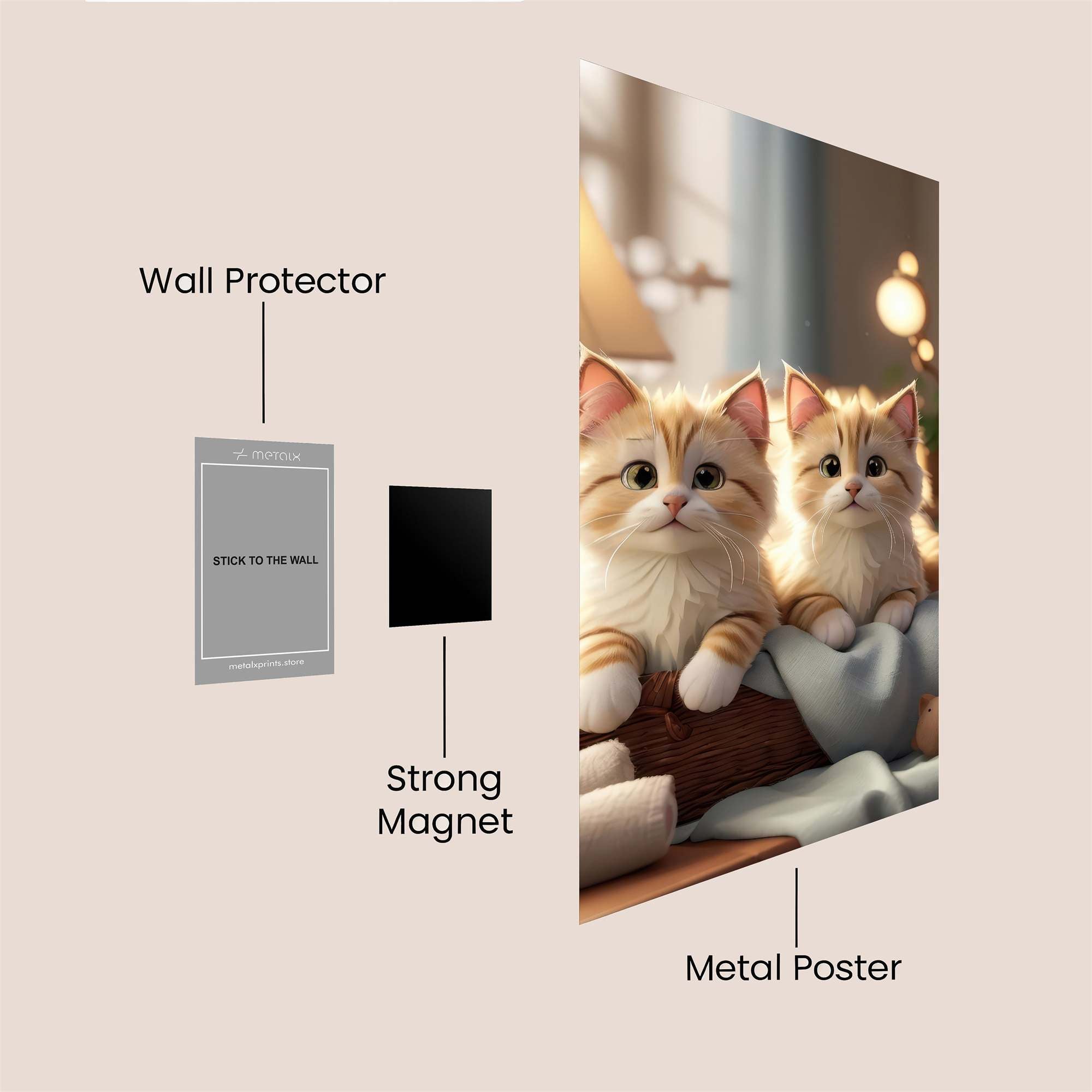 Kittens Cozy Safe Wall Magnetic / M