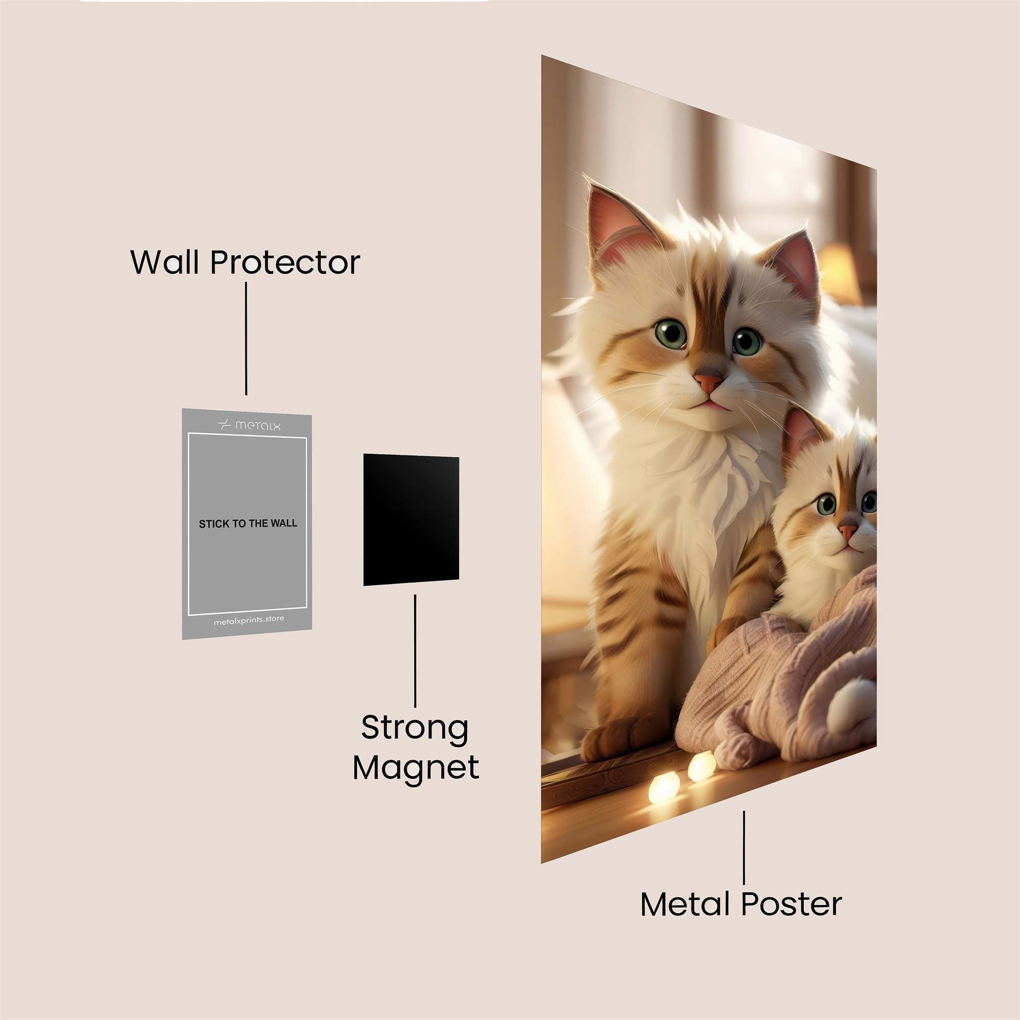 Kittens Cozy Safe Wall Magnetic / M