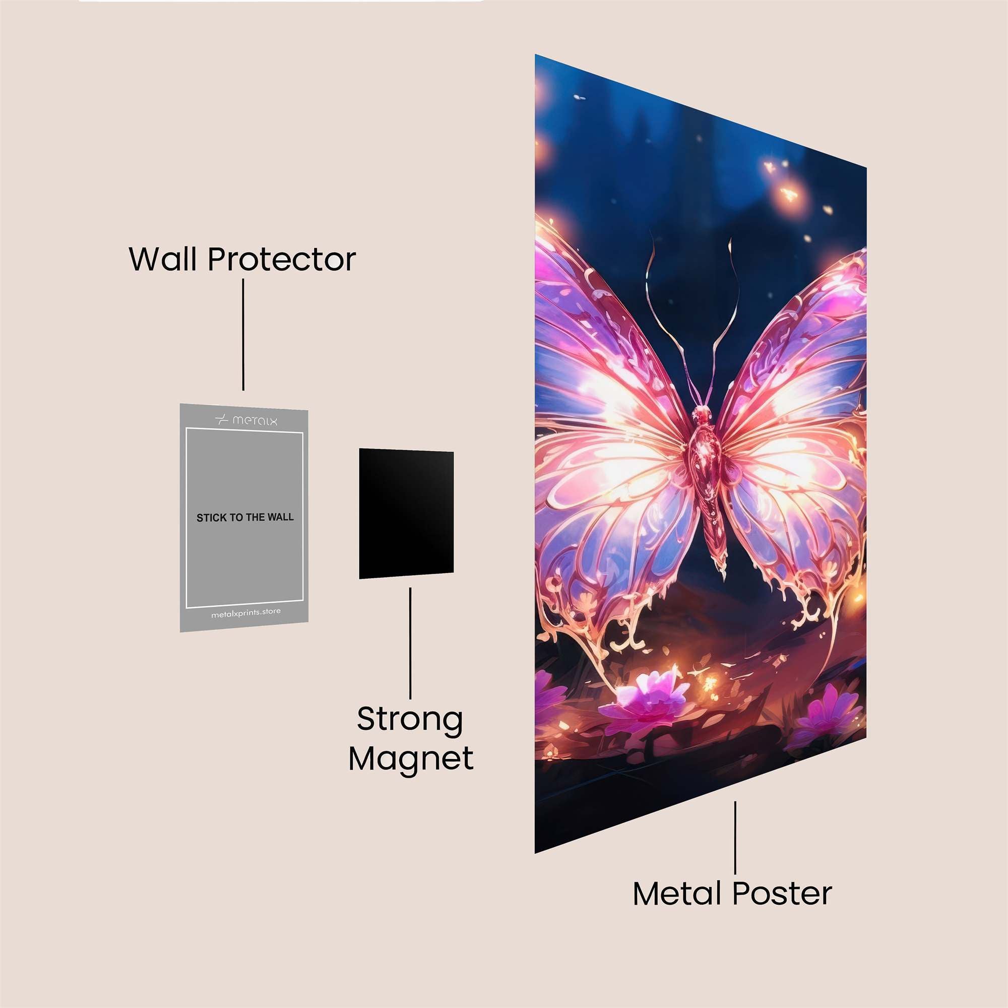 Luminous Butterfly Safe Wall Magnetic / M