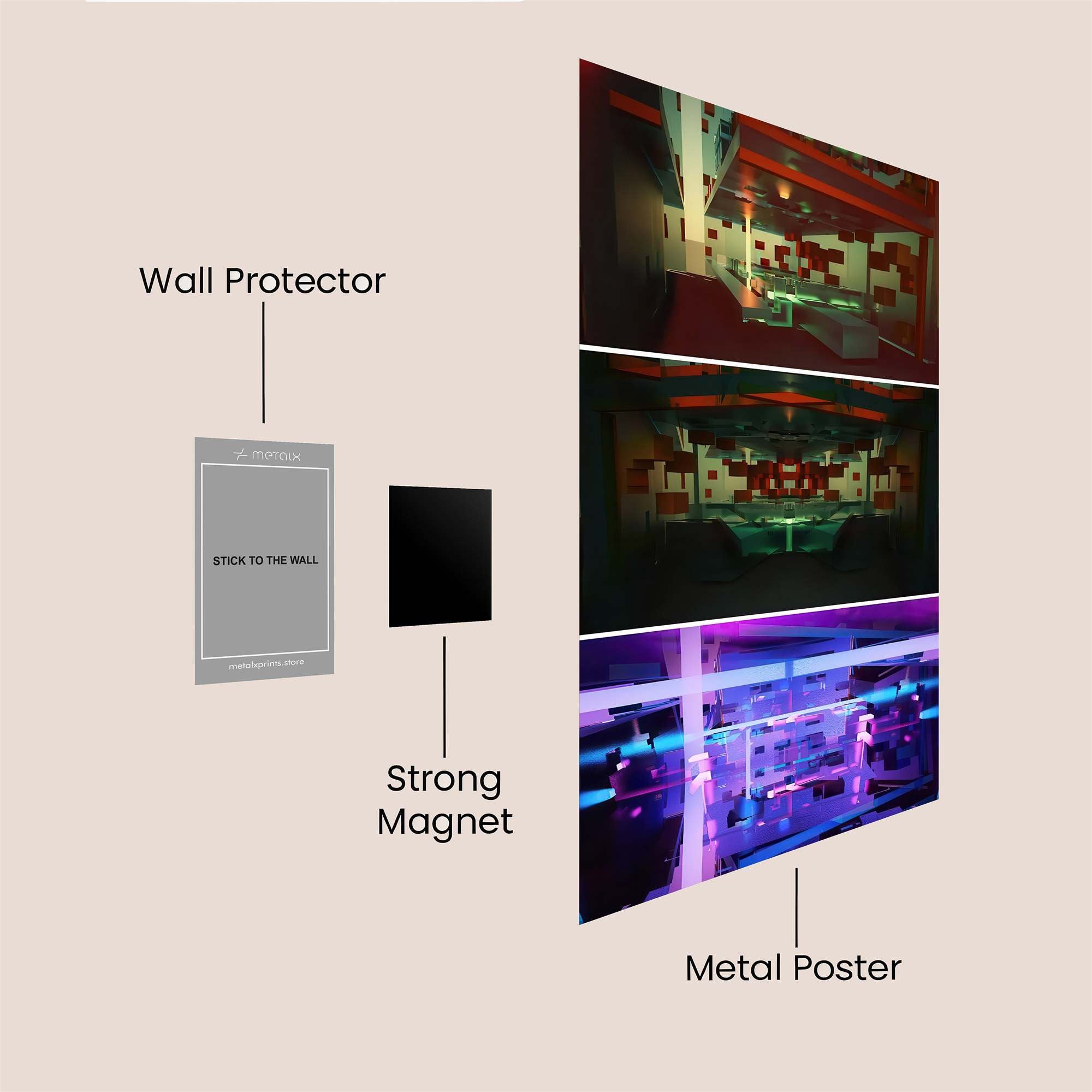 Neon Dreamscape Safe Wall Magnetic / M