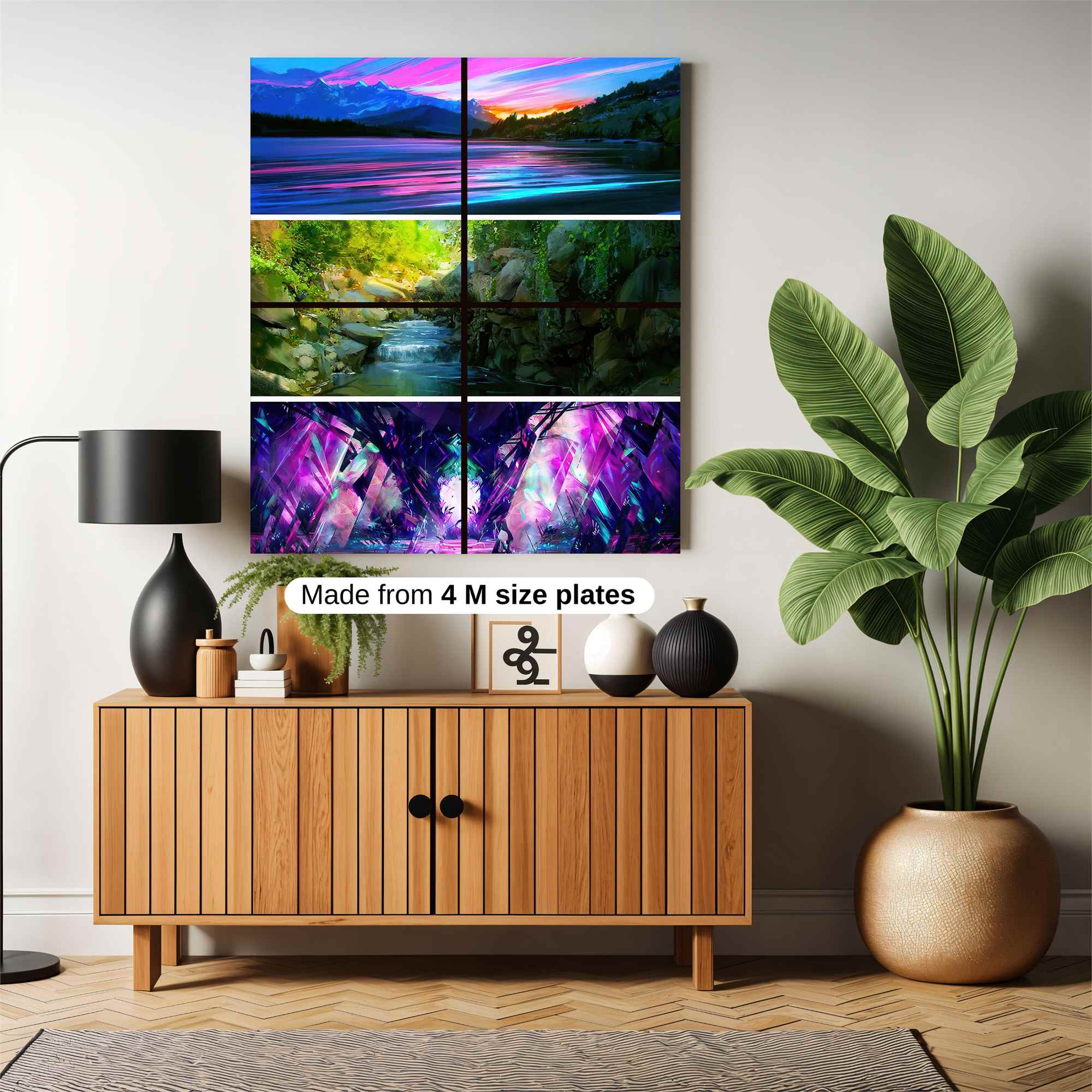 Sunset Serenity, Forest Flow, Crystal Cavern Safe Wall Magnetic / M