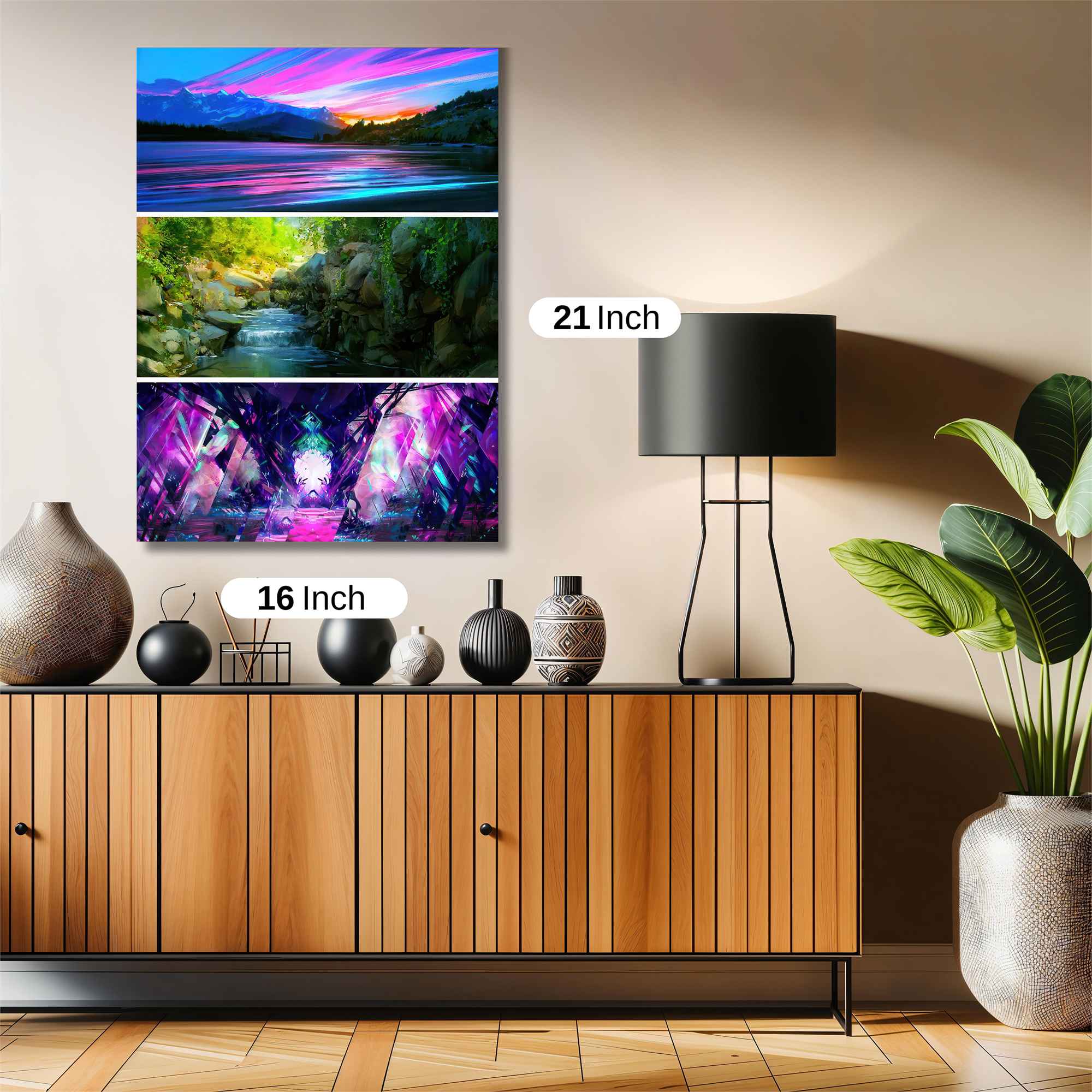 Sunset Serenity, Forest Flow, Crystal Cavern Safe Wall Magnetic / M