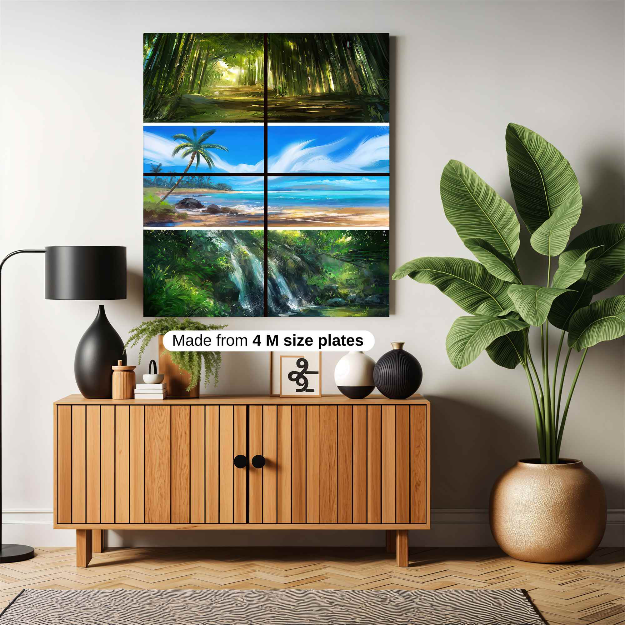 Forest Serenity, Beach Bliss, Waterfall Wonder Safe Wall Magnetic / M