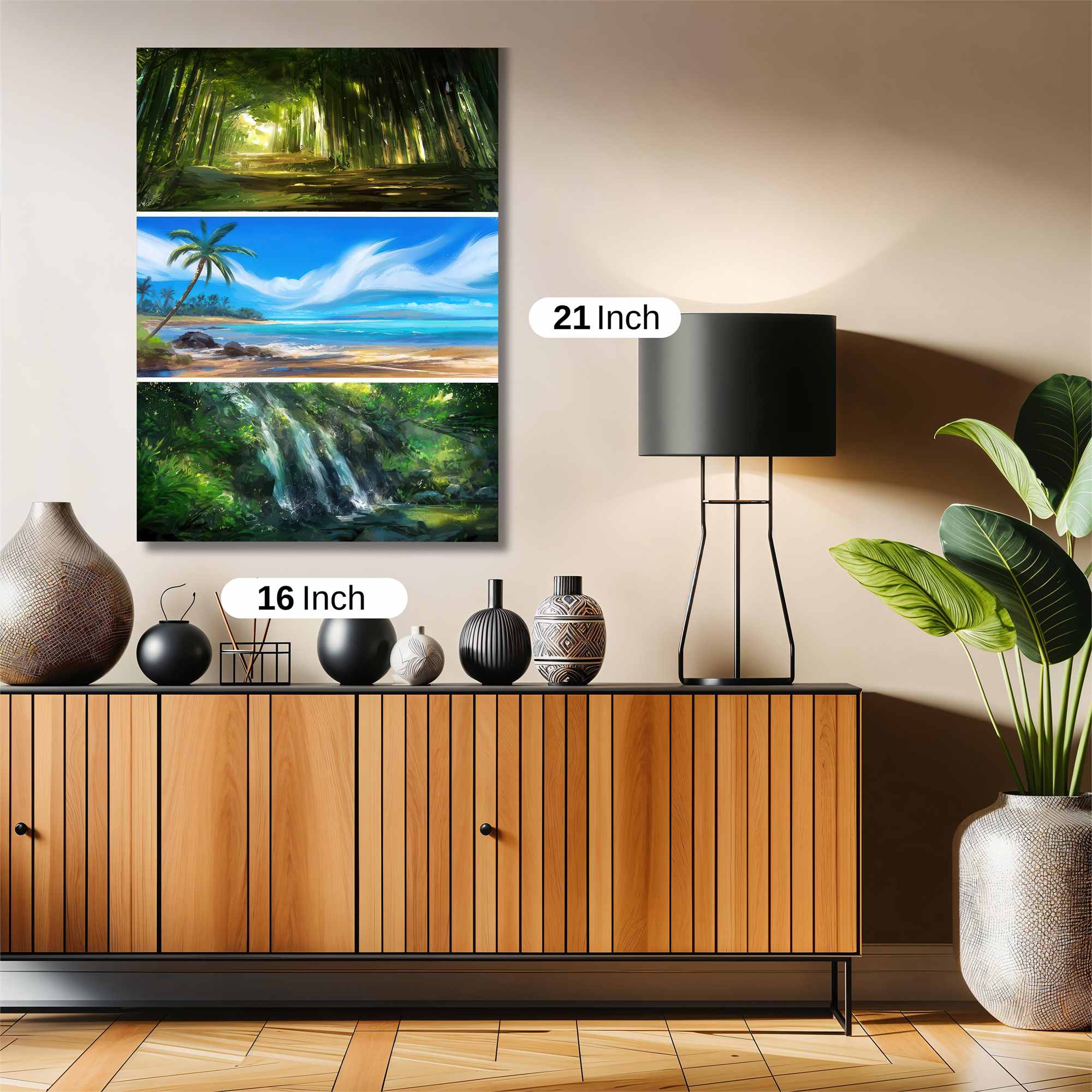 Forest Serenity, Beach Bliss, Waterfall Wonder Safe Wall Magnetic / M