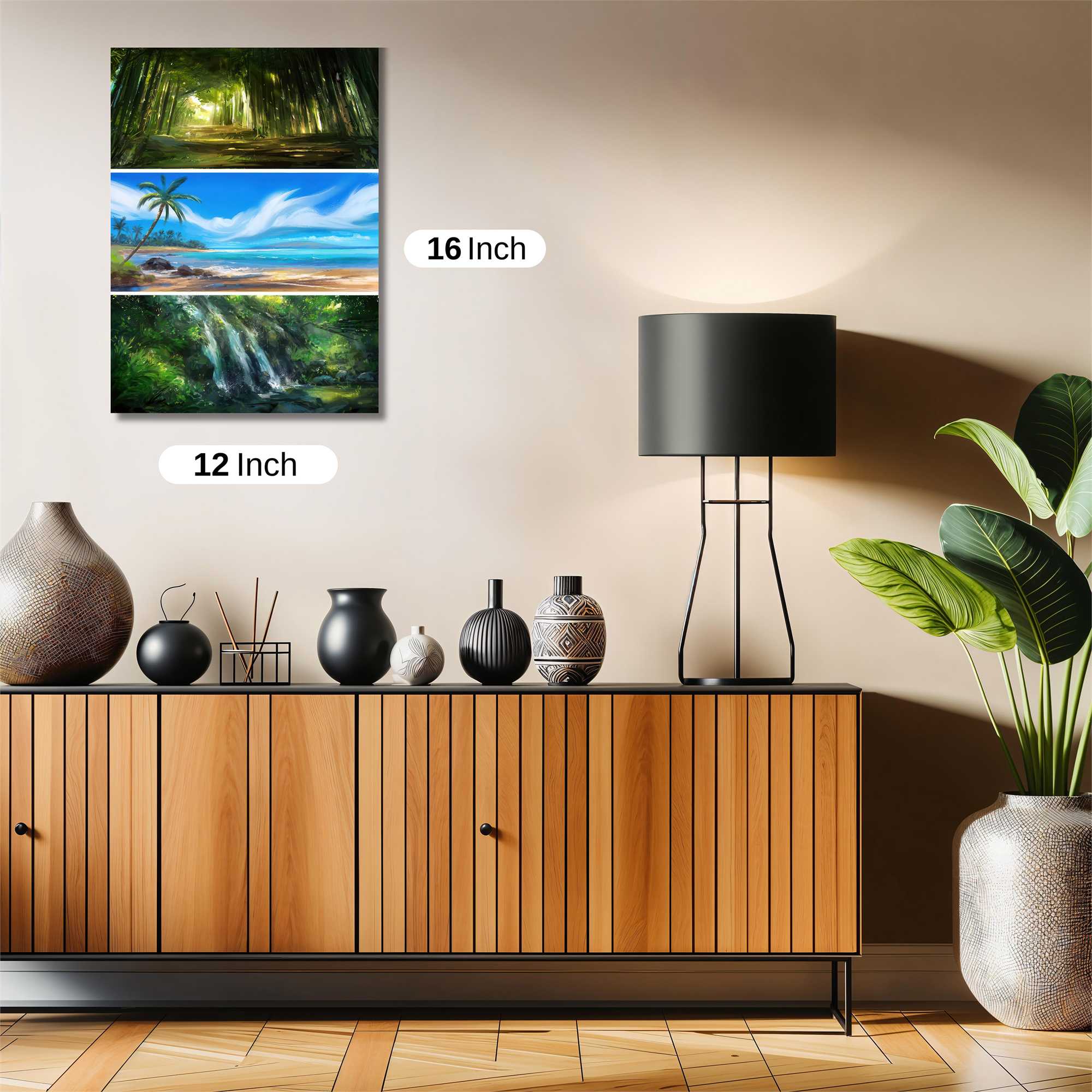 Forest Serenity, Beach Bliss, Waterfall Wonder Safe Wall Magnetic / M