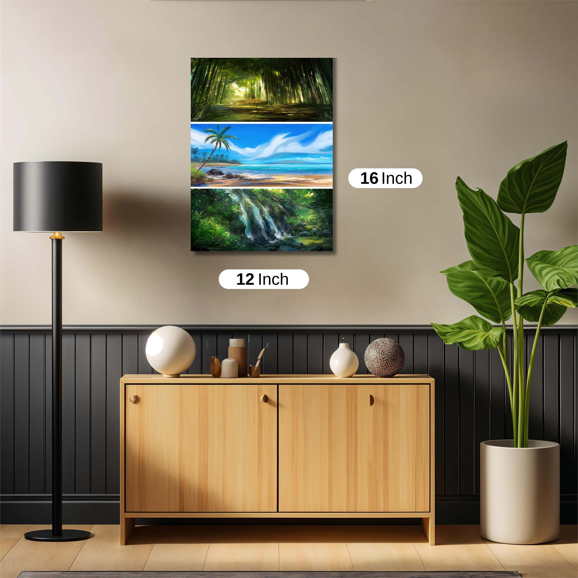 Forest Serenity, Beach Bliss, Waterfall Wonder Safe Wall Magnetic / M