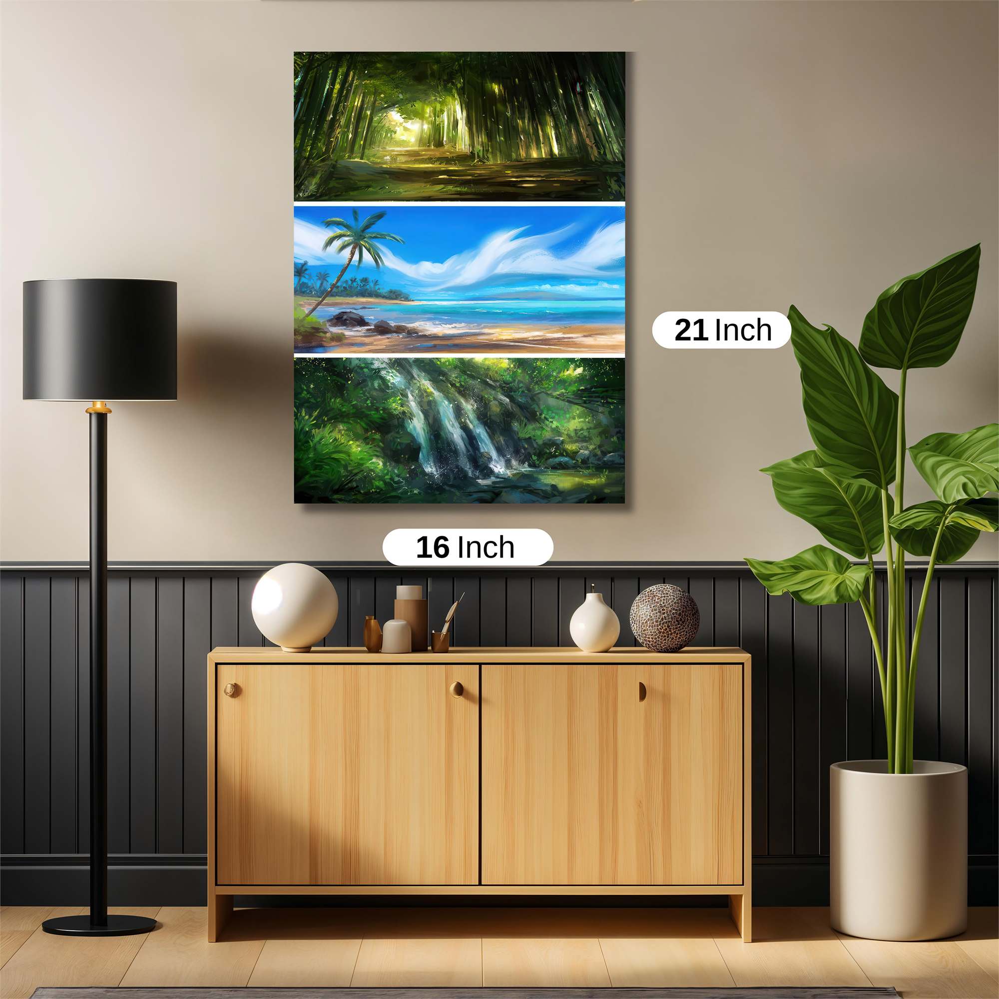 Forest Serenity, Beach Bliss, Waterfall Wonder Safe Wall Magnetic / M