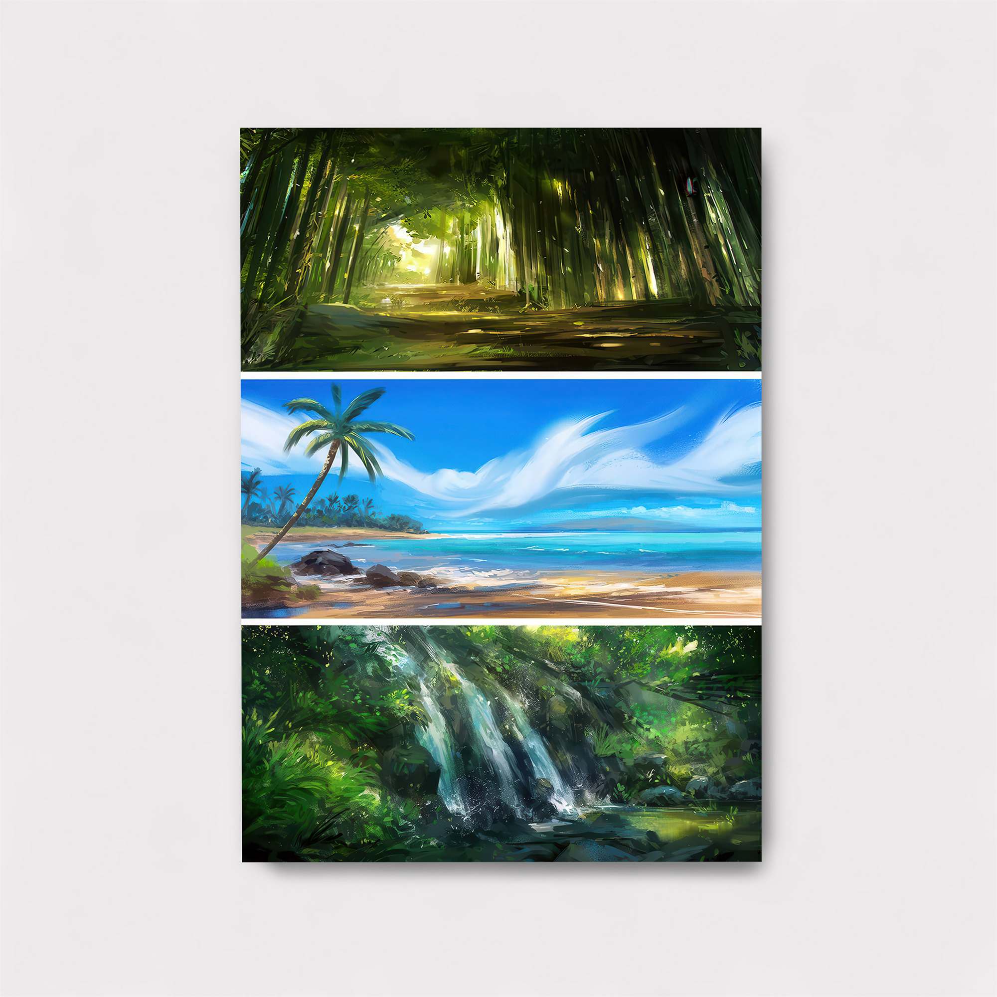 Forest Serenity, Beach Bliss, Waterfall Wonder Safe Wall Magnetic / M