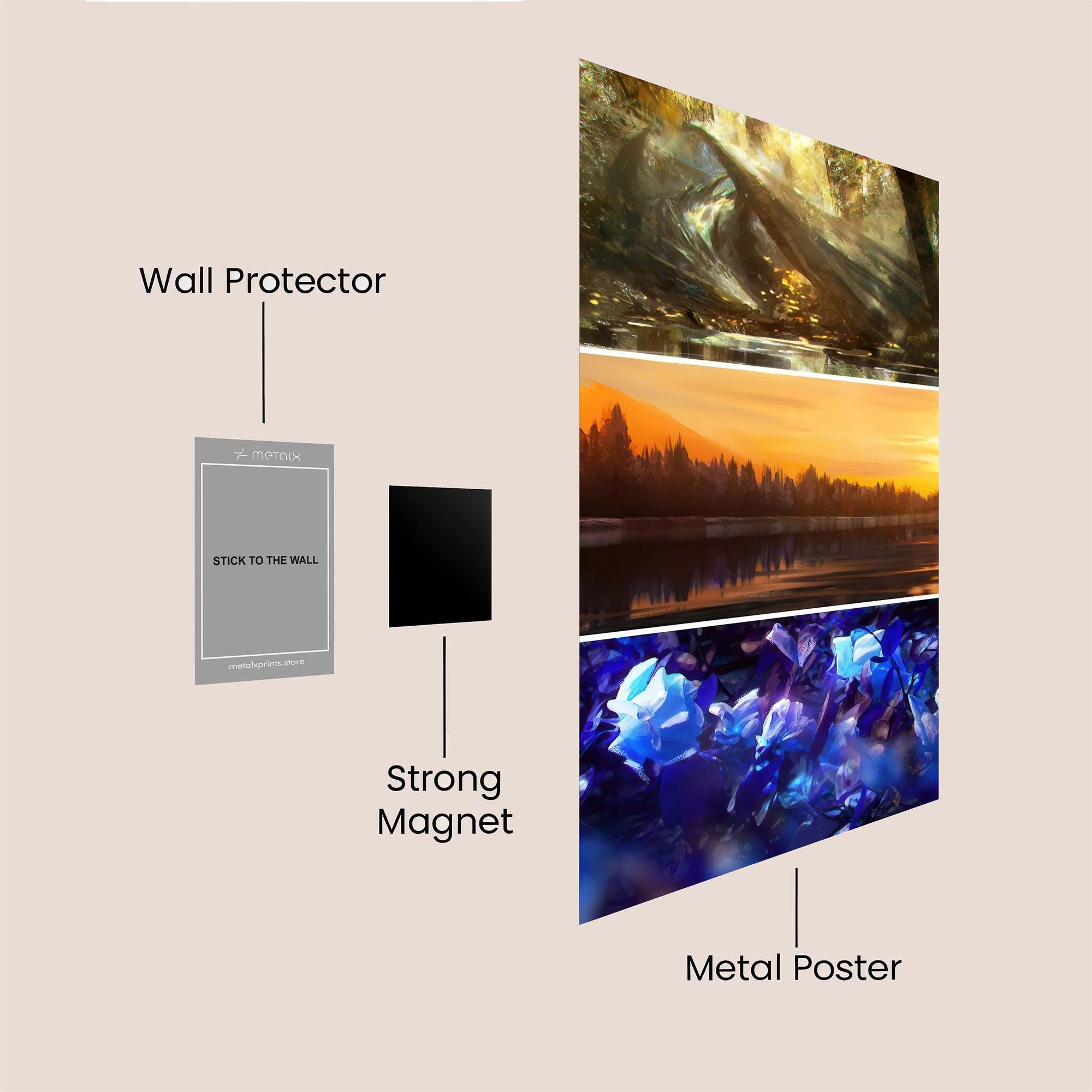 DragonWhisper, SunsetGlow, CrystalBloom Safe Wall Magnetic / M