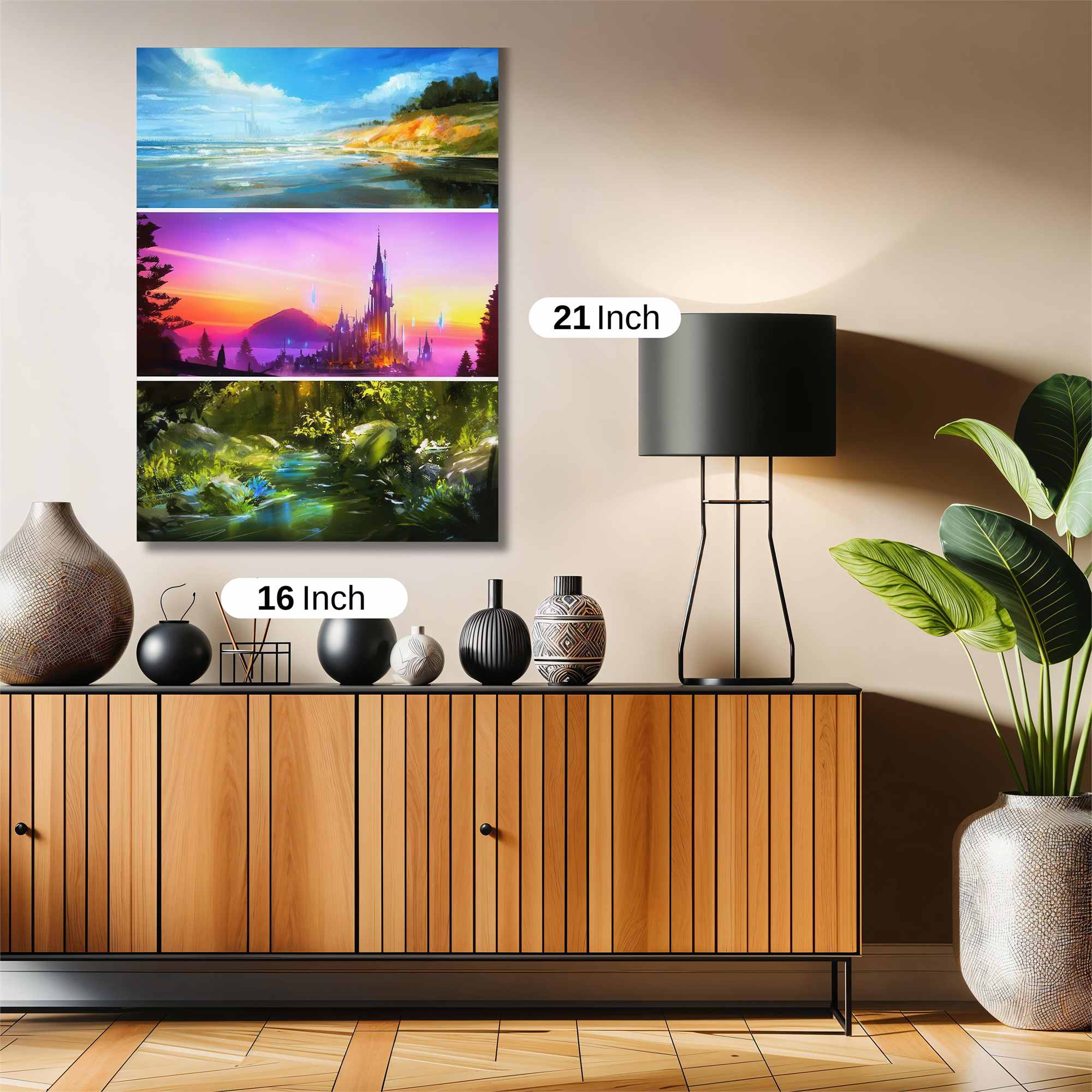 Seascape Serenity, Castle Dreamscape, Forest Enchantment Safe Wall Magnetic / M