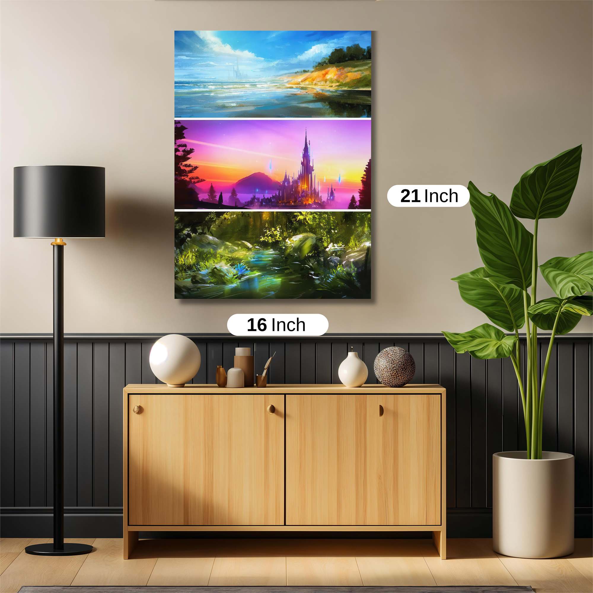 Seascape Serenity, Castle Dreamscape, Forest Enchantment Safe Wall Magnetic / M