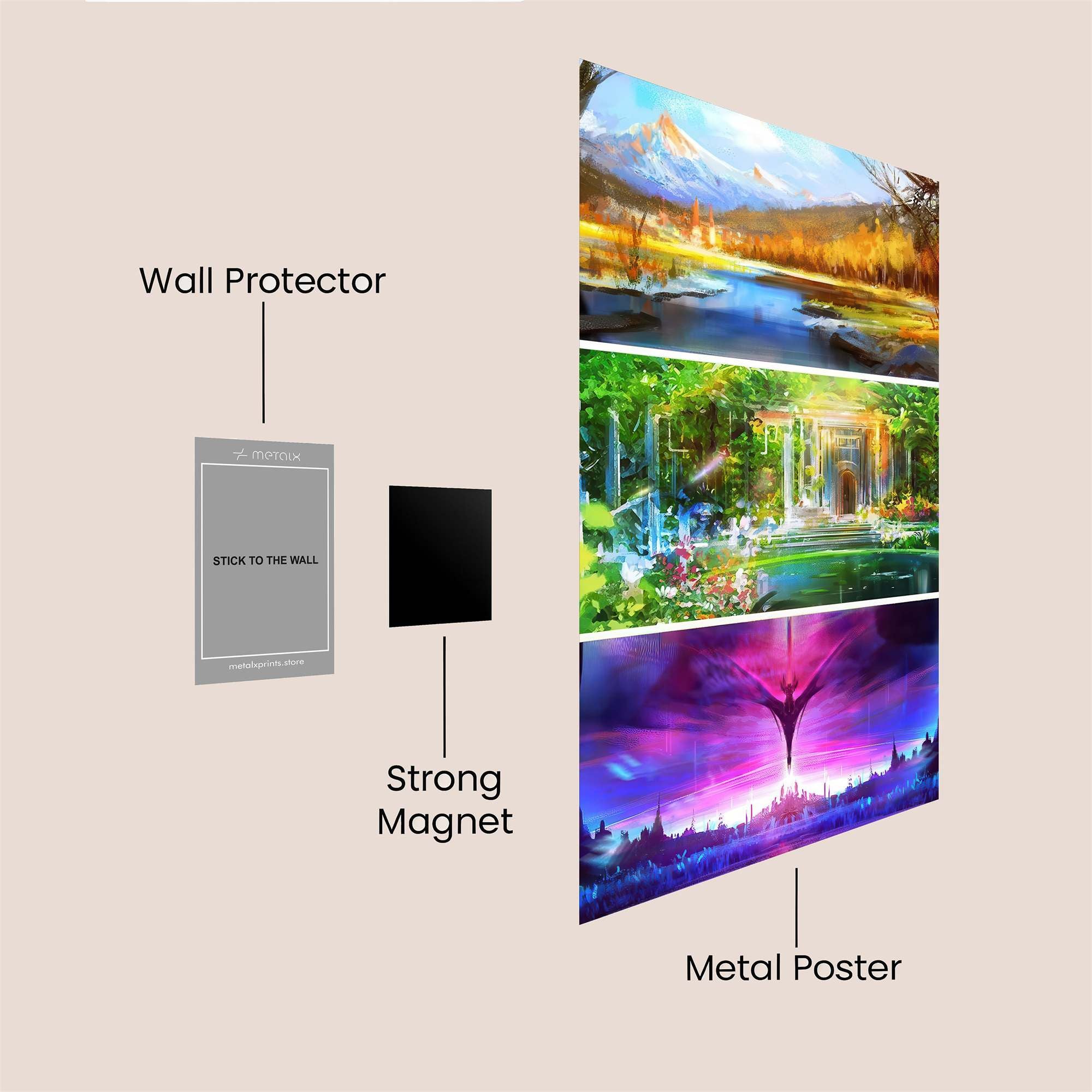 Mountain Serenity, Garden Enchantment, Cosmic Majesty Safe Wall Magnetic / M