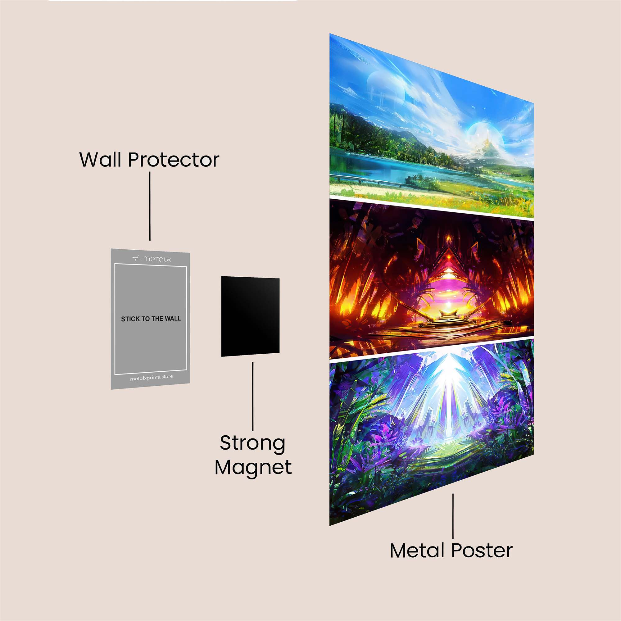 Nature's Tranquility, Fire's Fury, Light's Majesty Safe Wall Magnetic / M