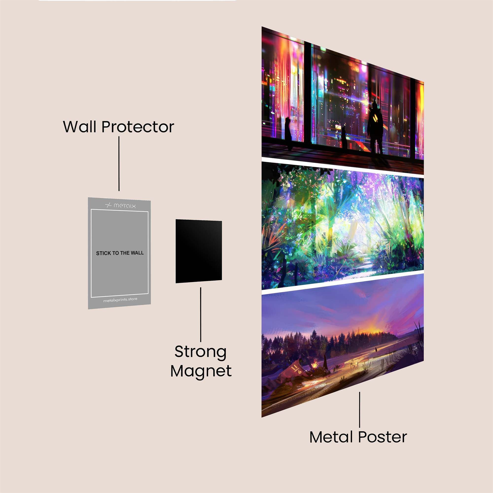 City Glow, Forest Dream, Aurora Road Safe Wall Magnetic / M