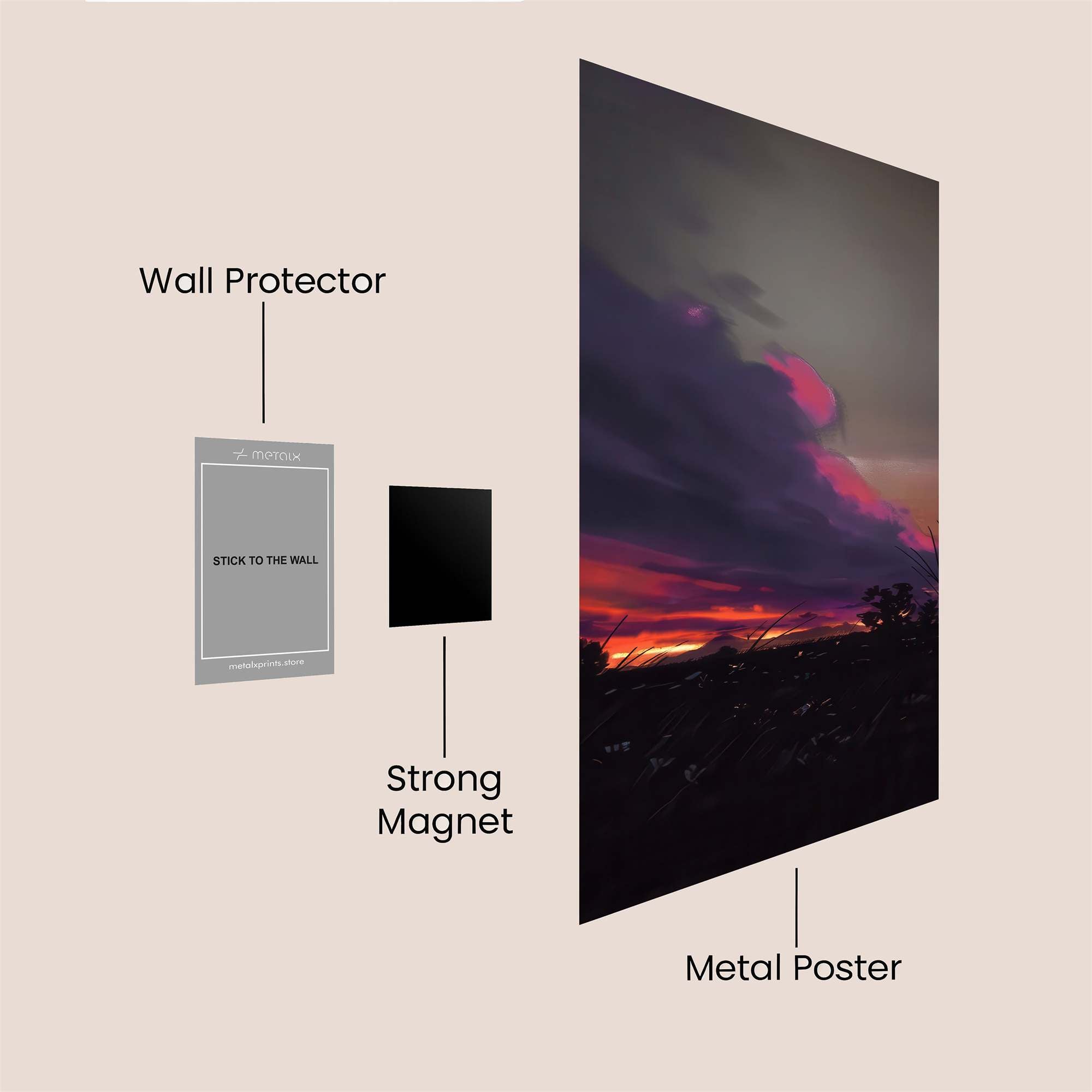 Sunset Whimsy Safe Wall Magnetic / M