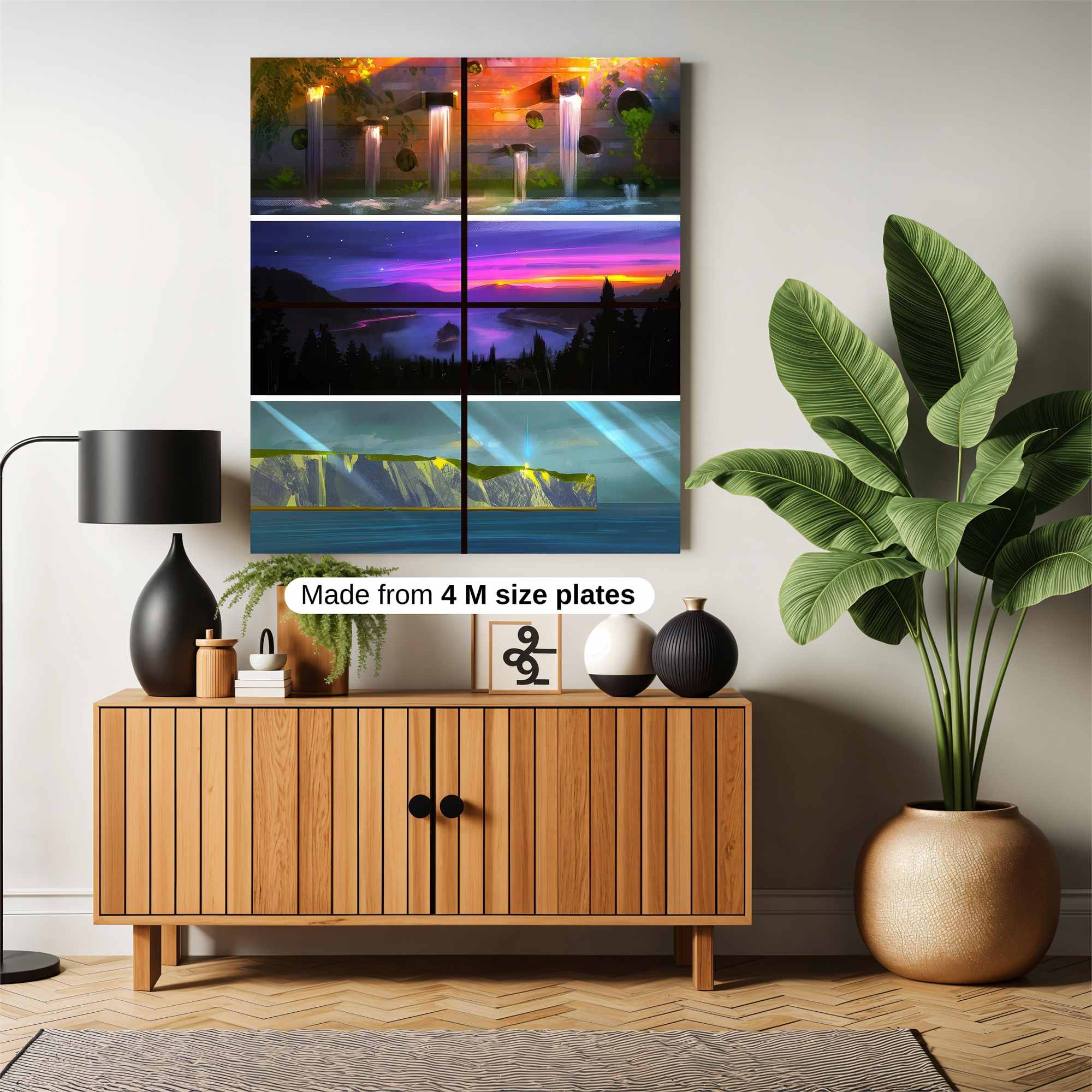 Waterfall Serenity, Twilight Majesty, Cliff Radiance Safe Wall Magnetic / M