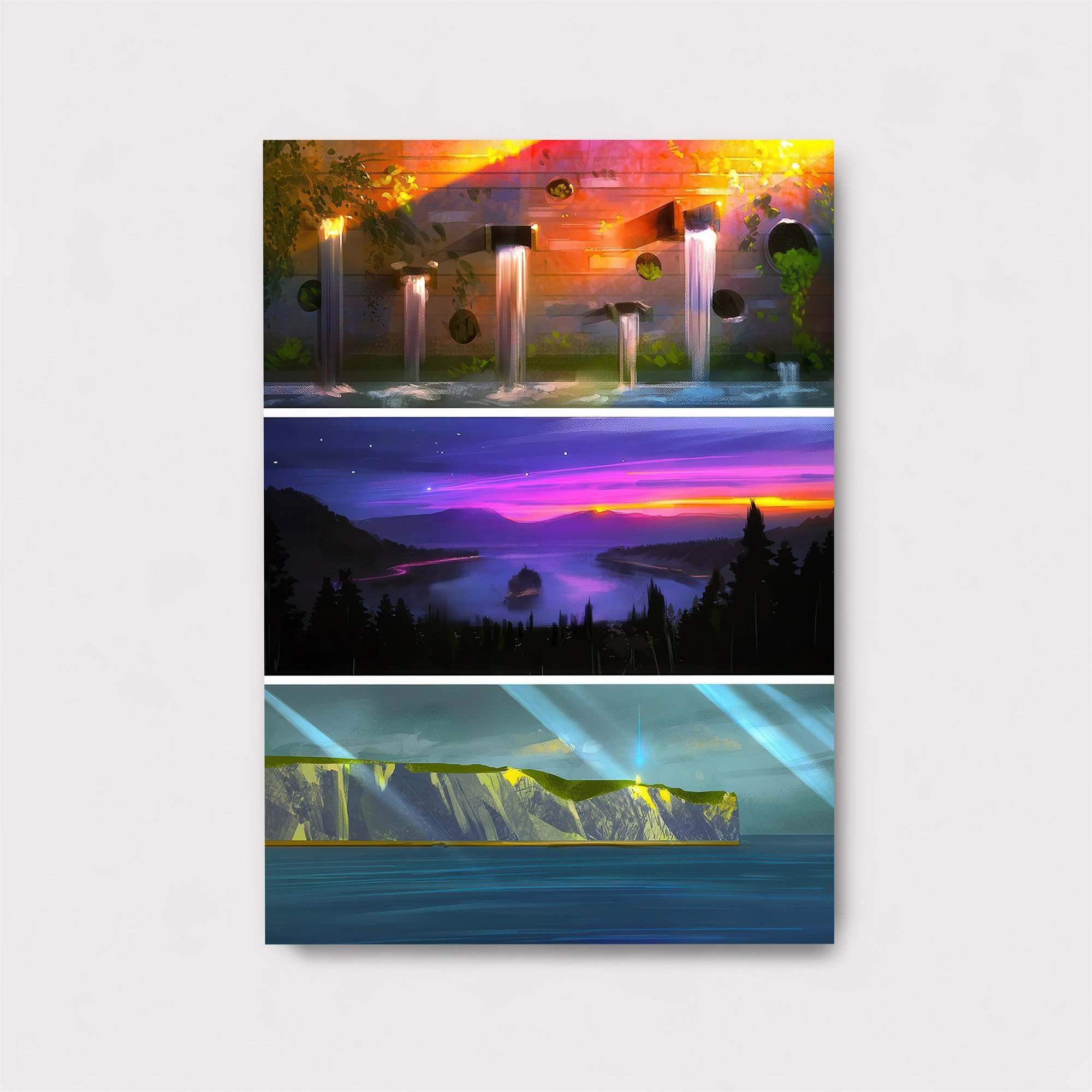 Waterfall Serenity, Twilight Majesty, Cliff Radiance Safe Wall Magnetic / M