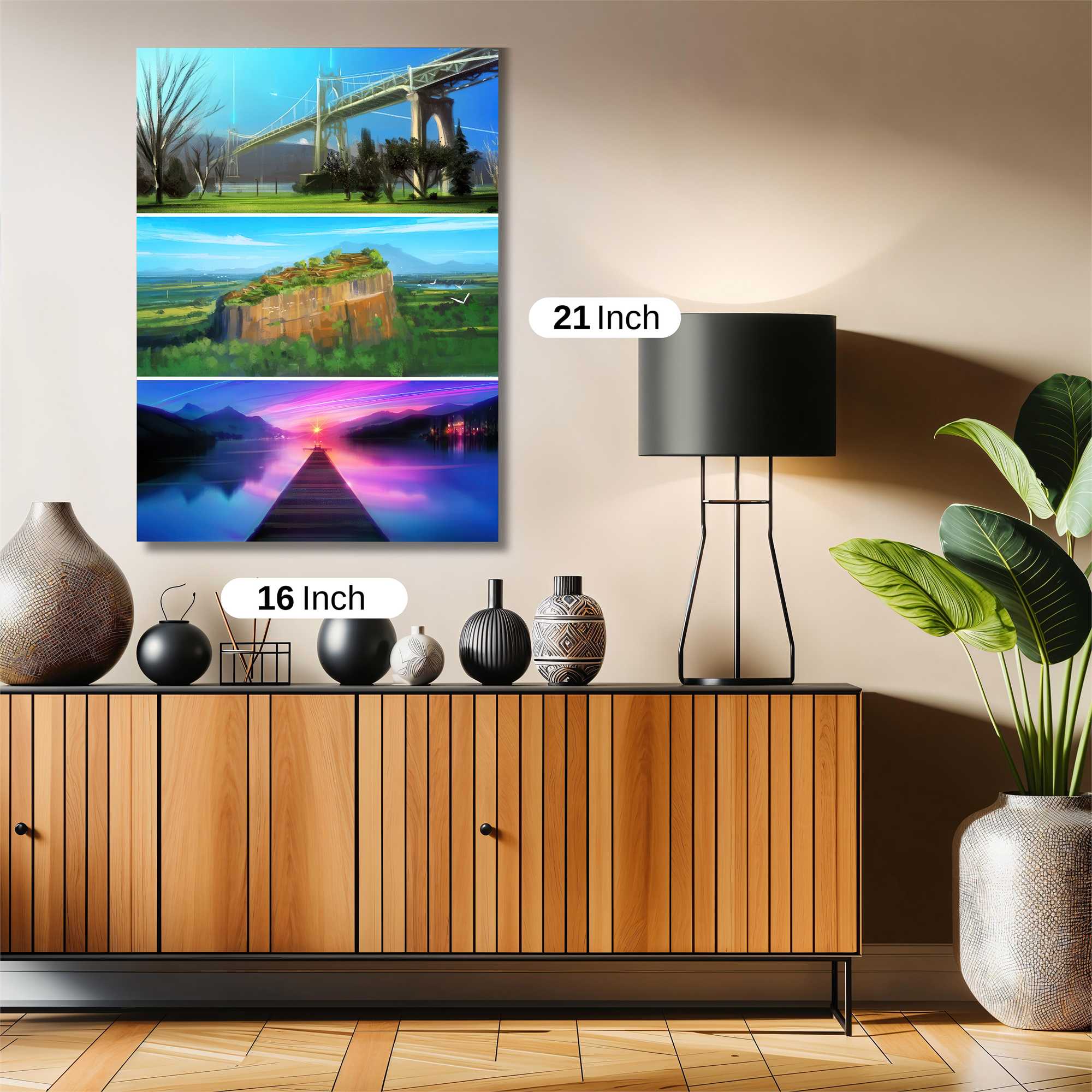 Bridge Serenity, Mesa Wonder, Dawn Tranquil Safe Wall Magnetic / M