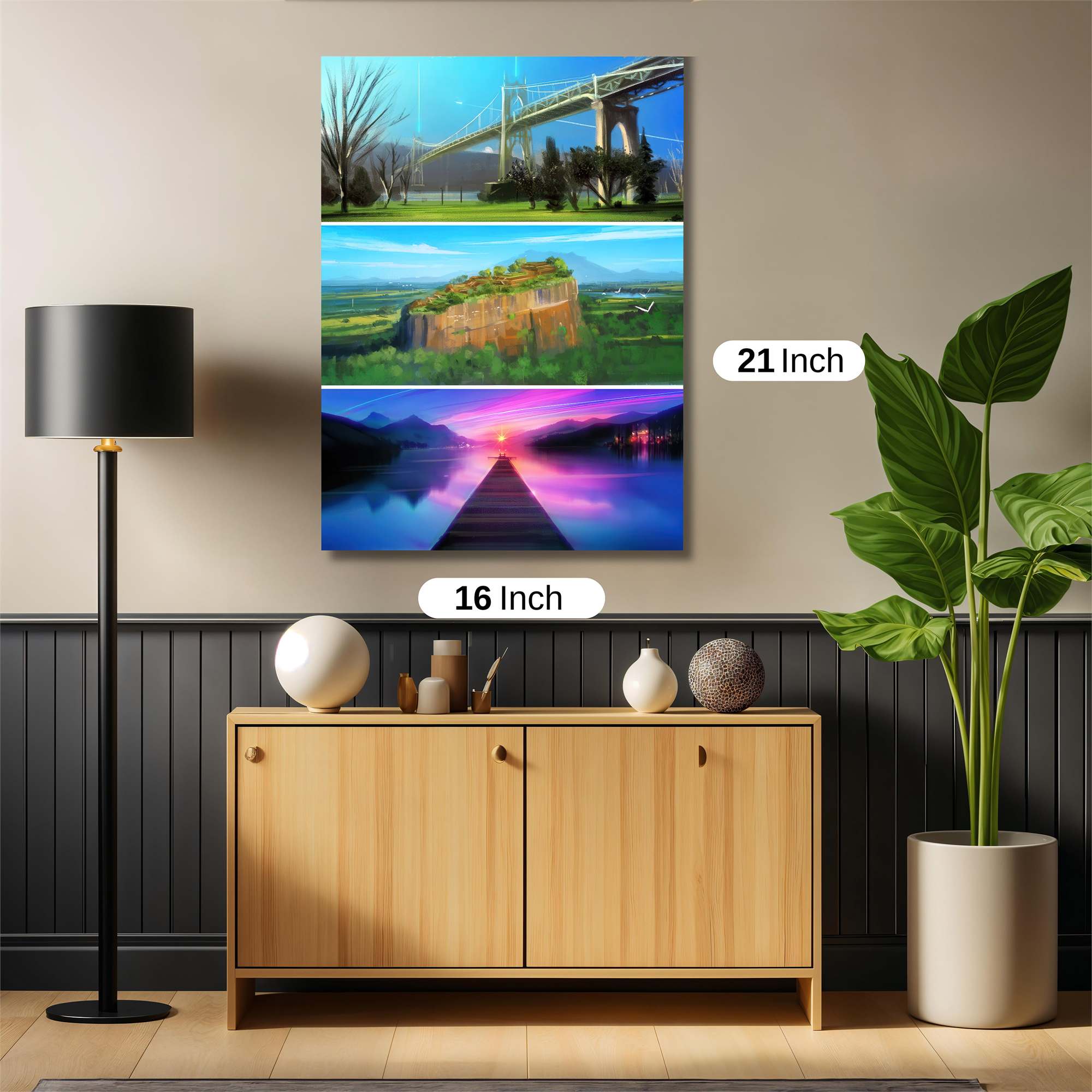 Bridge Serenity, Mesa Wonder, Dawn Tranquil Safe Wall Magnetic / M