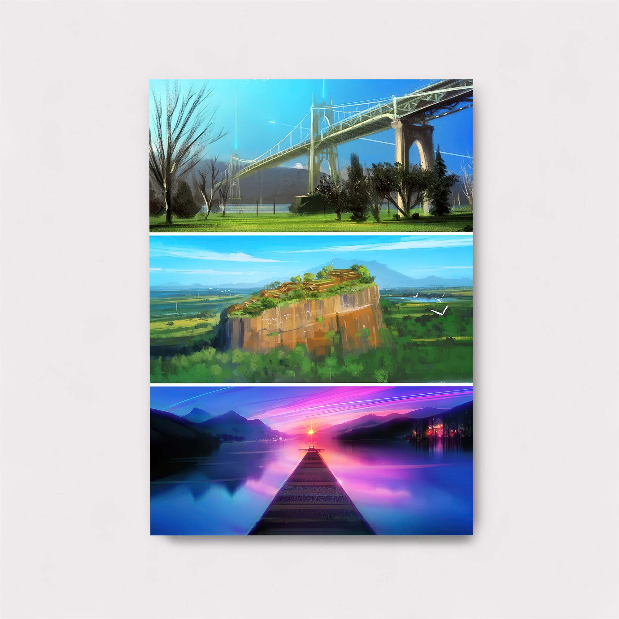 Bridge Serenity, Mesa Wonder, Dawn Tranquil Safe Wall Magnetic / M