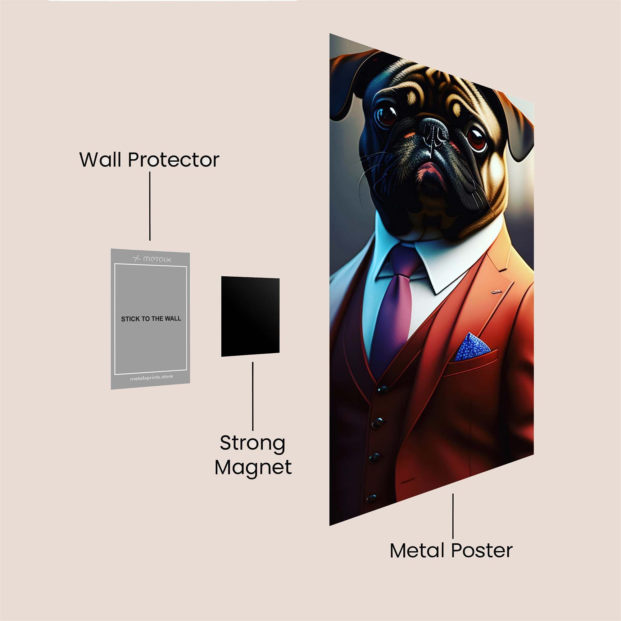 Pug Elegance Safe Wall Magnetic / M