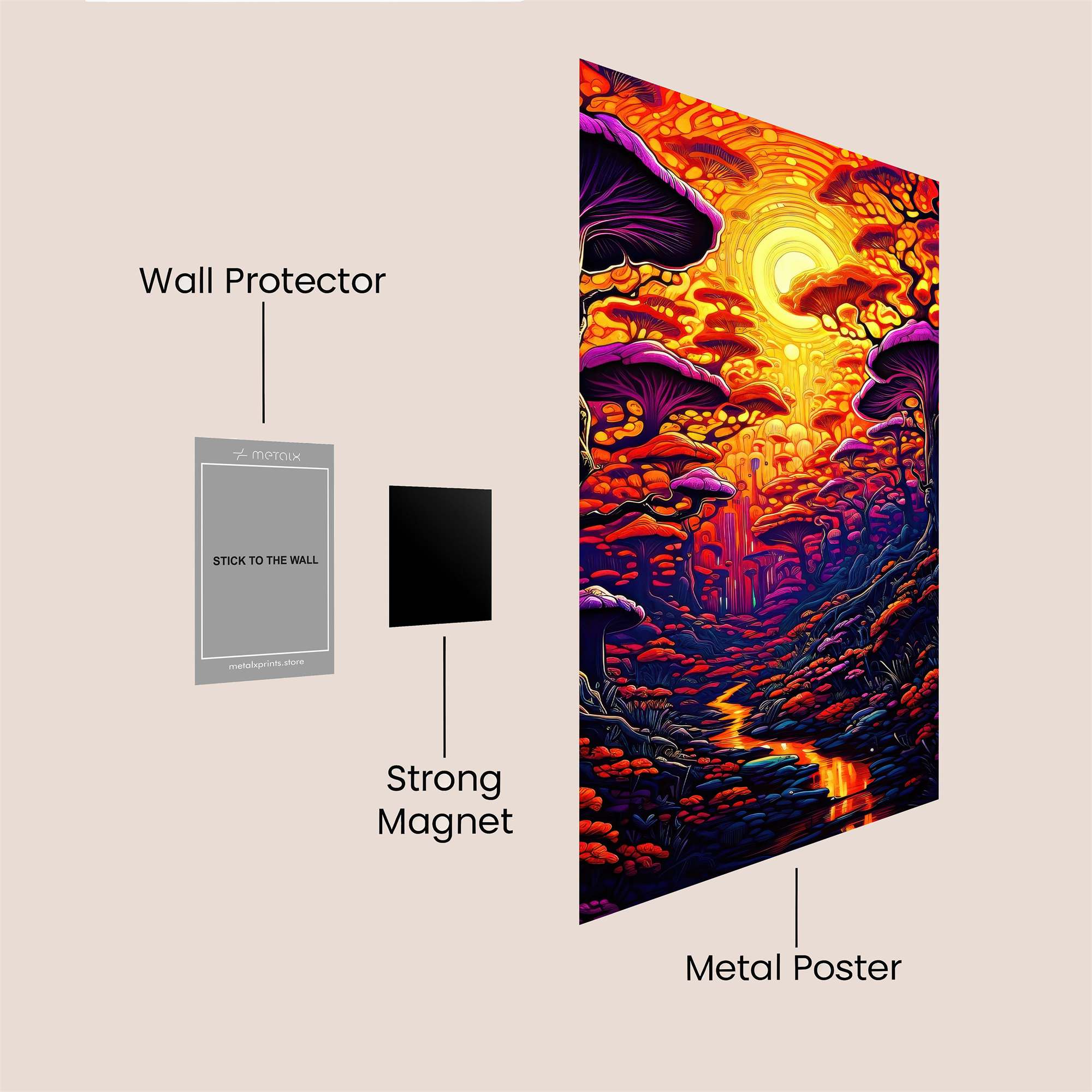 Mushroom Dreamscape Safe Wall Magnetic / M