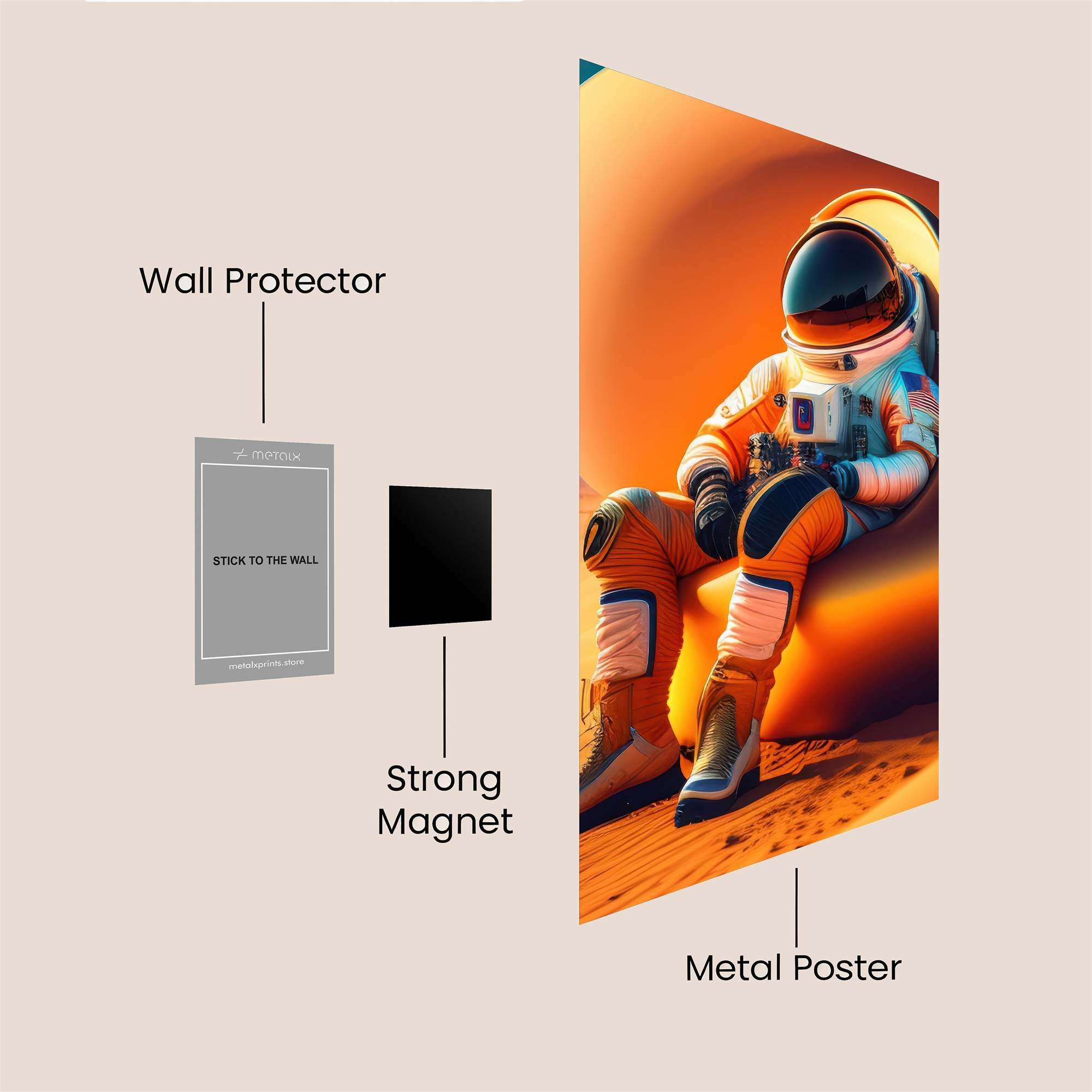 Astronaut Reclined Safe Wall Magnetic / M