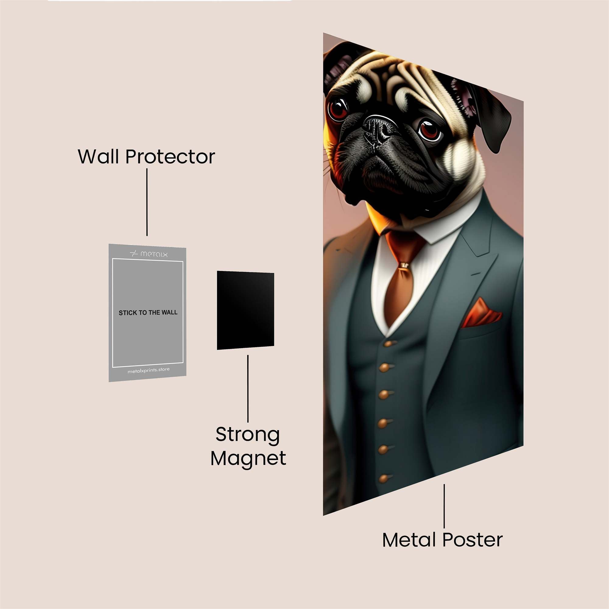 Pug Elegance Safe Wall Magnetic / M