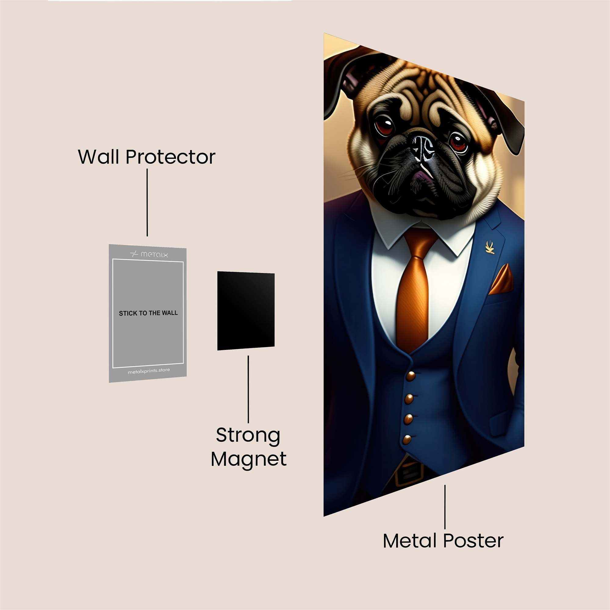 Pug Elegance Safe Wall Magnetic / M