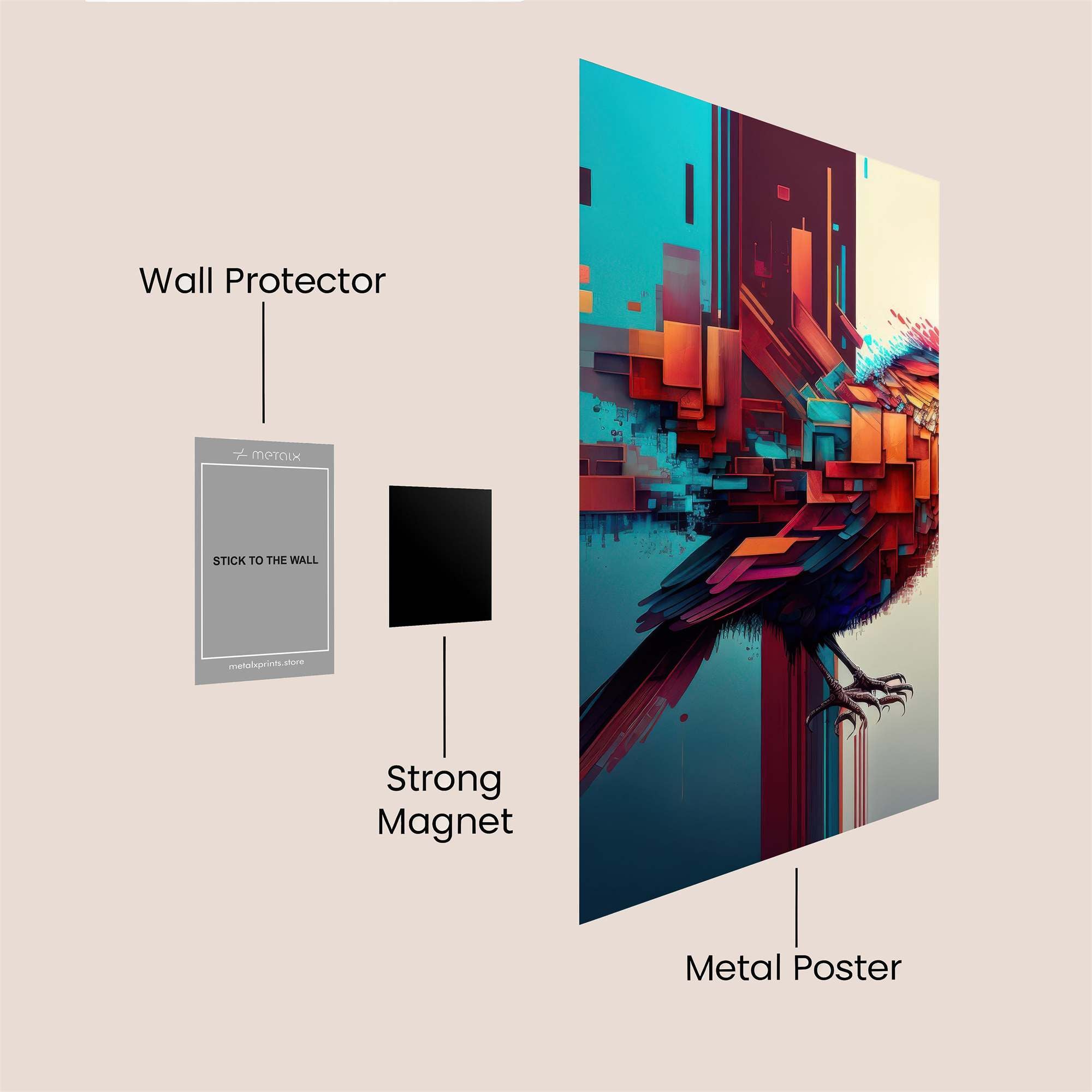 Pixelated Serenity Safe Wall Magnetic / M