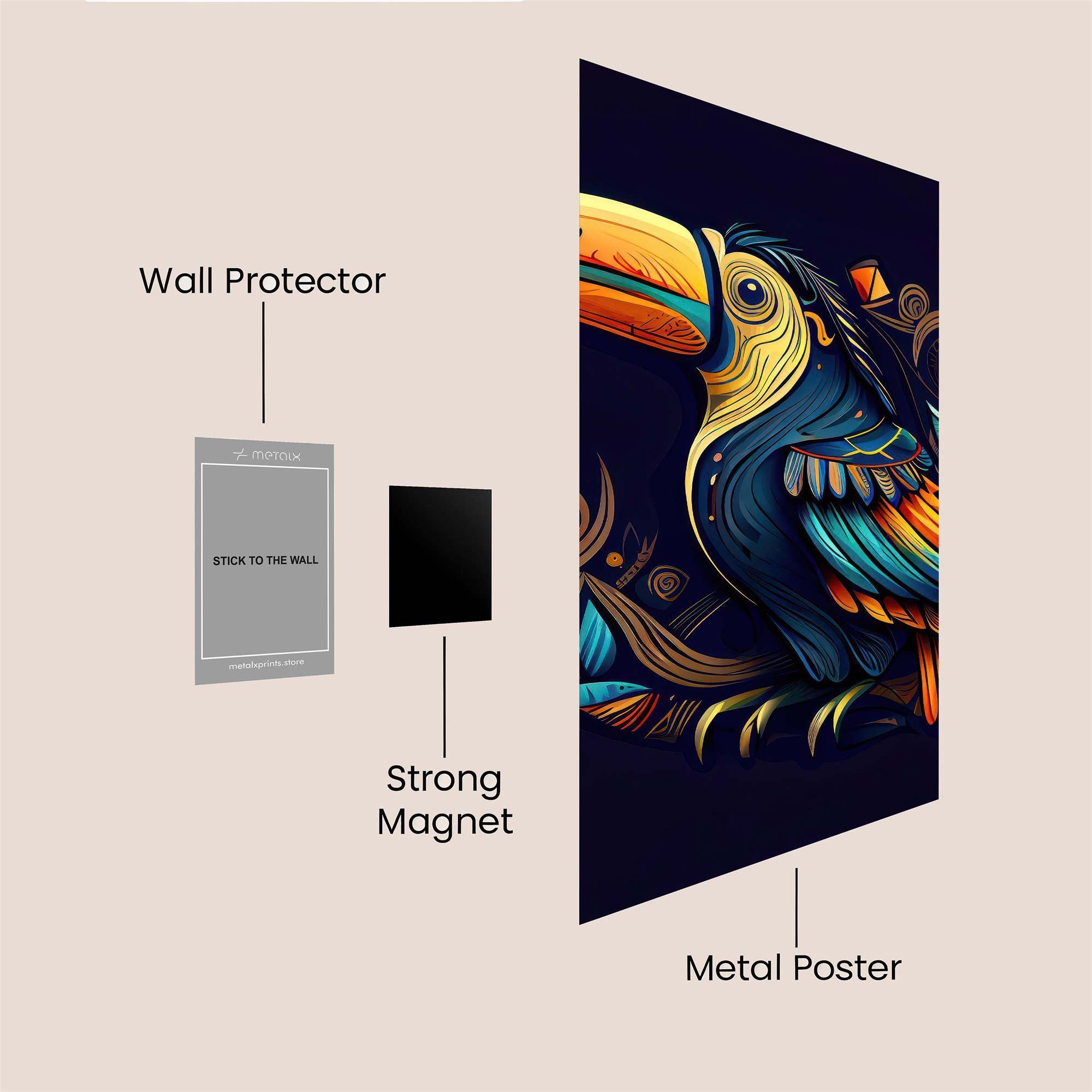 Toucan Whimsy Safe Wall Magnetic / M