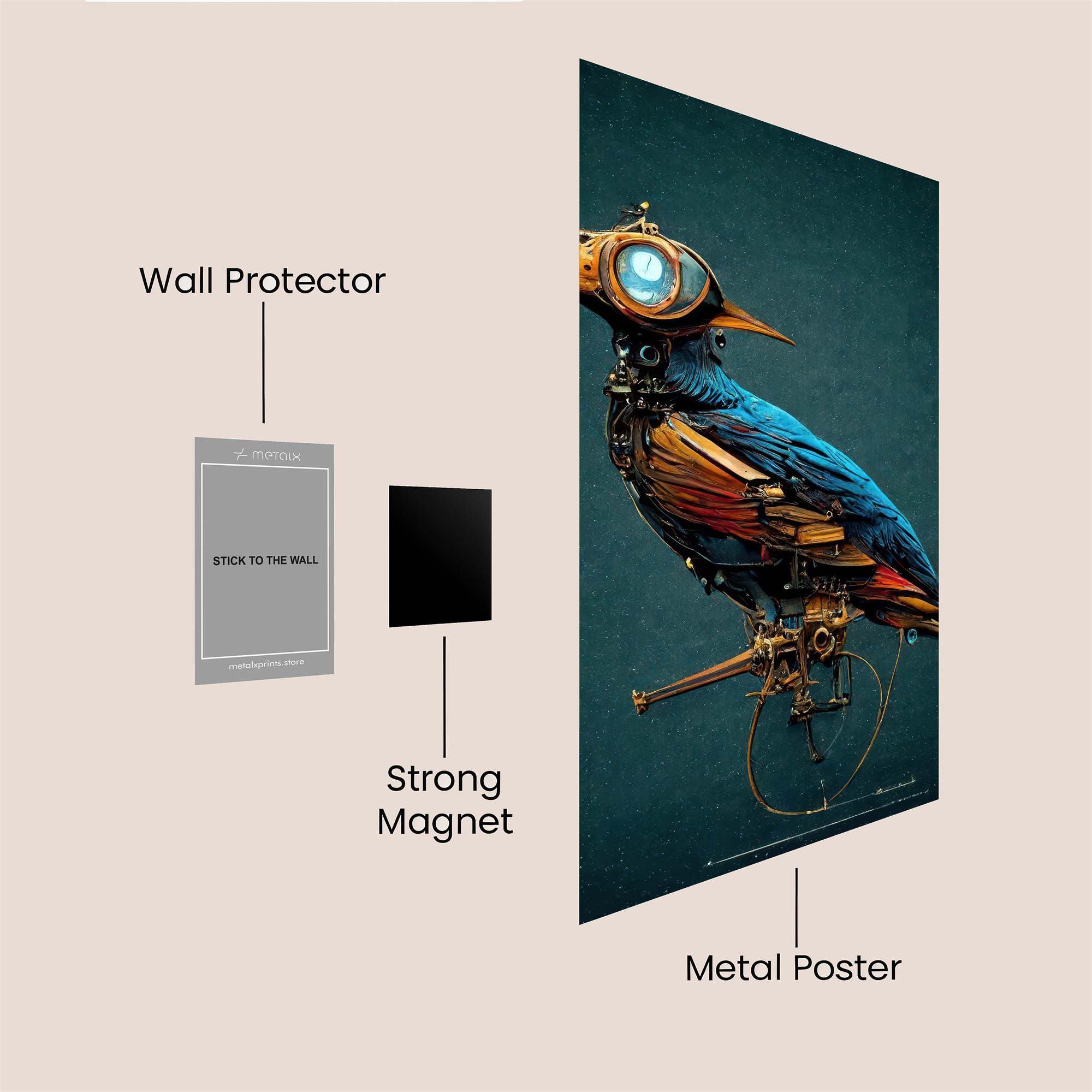 Steampunk Toucan Safe Wall Magnetic / M