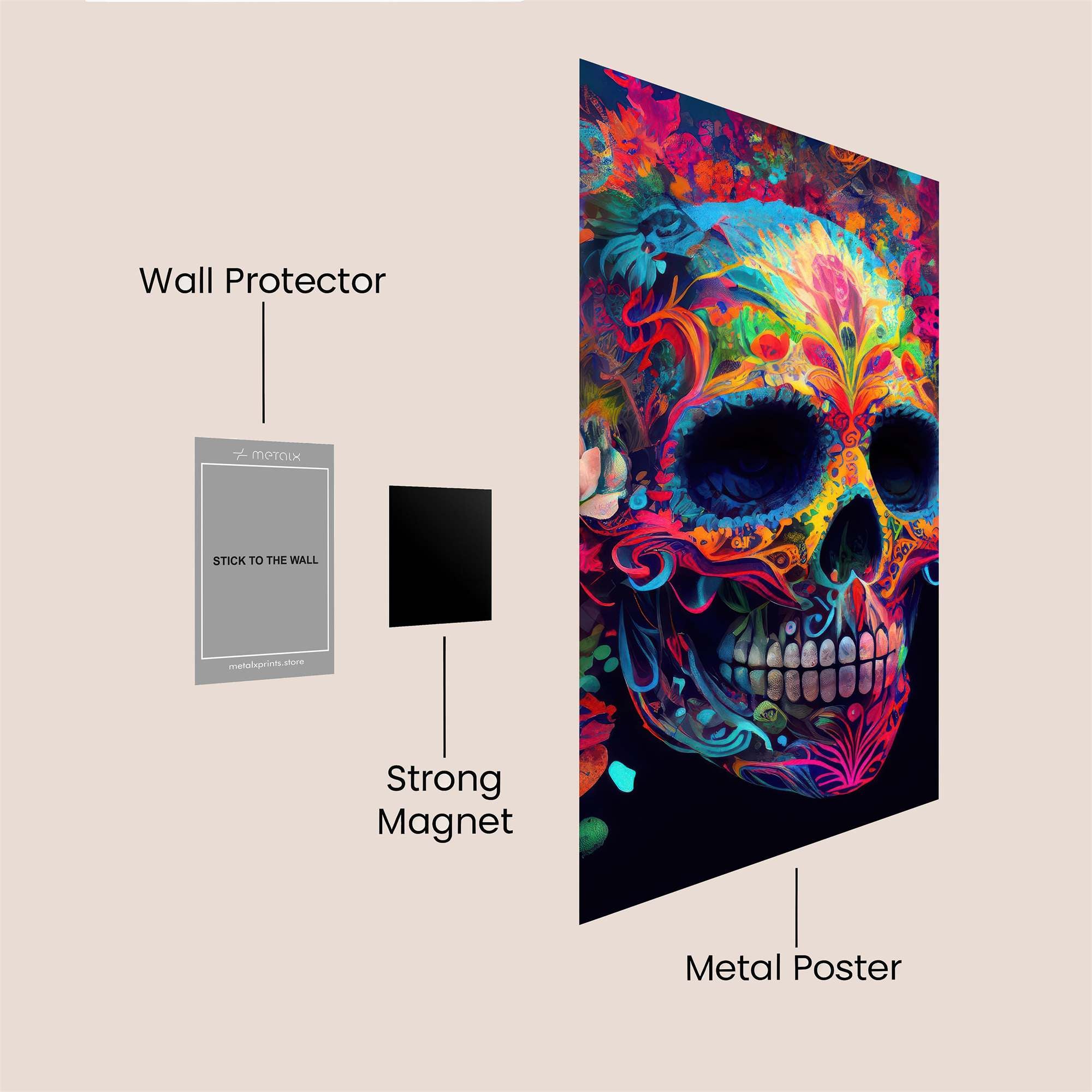 Skull Vibrant Safe Wall Magnetic / M