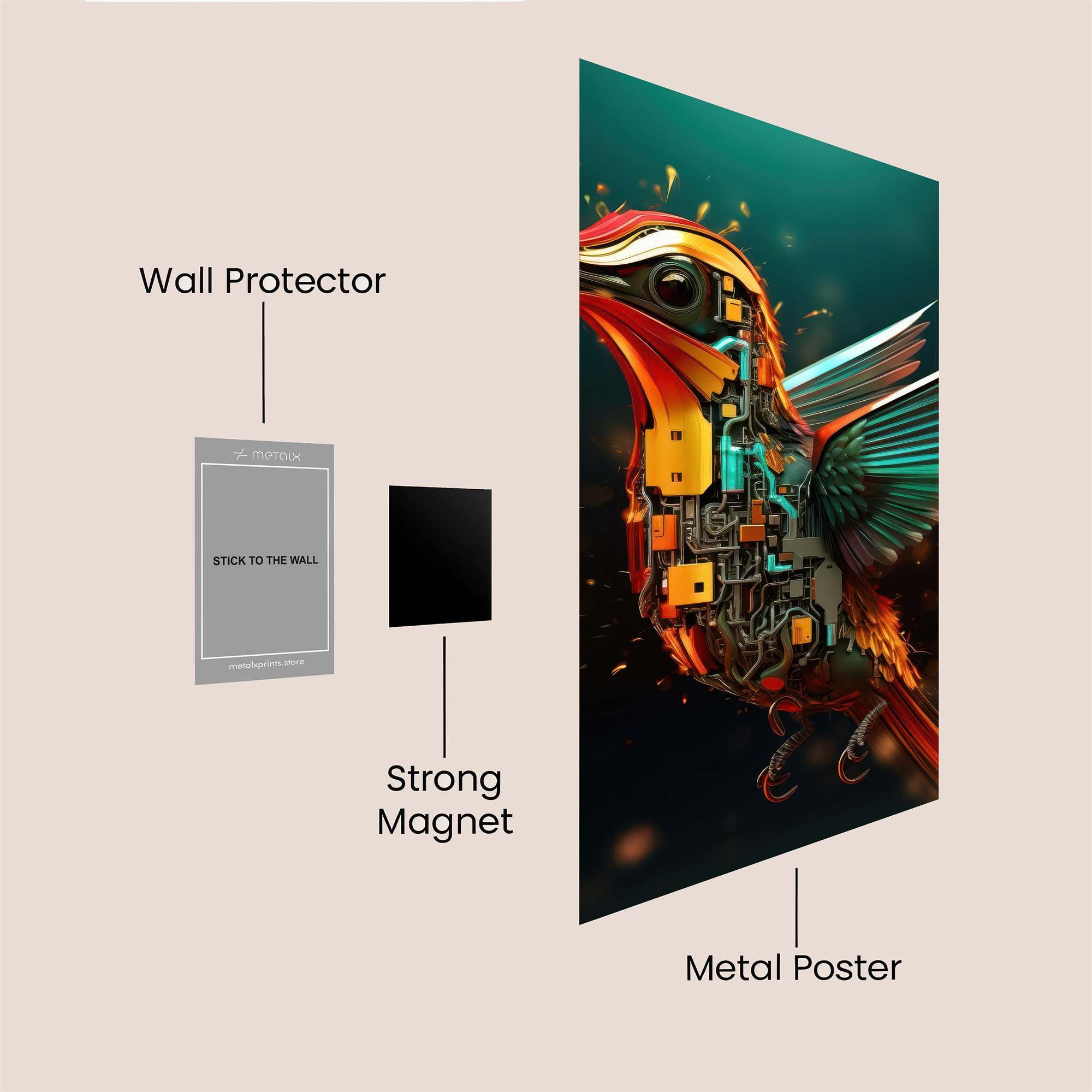 Robo-Hummingbird Safe Wall Magnetic / M