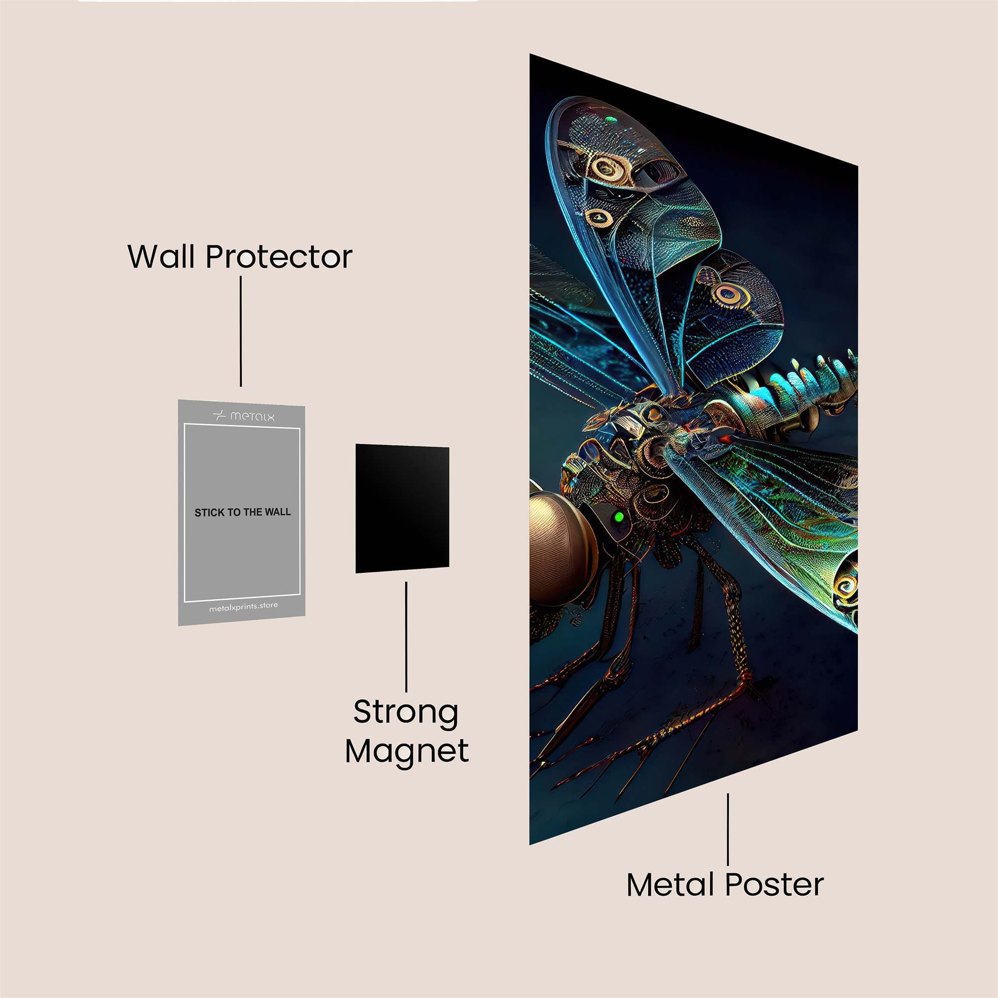 Dragonfly Steampunk Safe Wall Magnetic / M