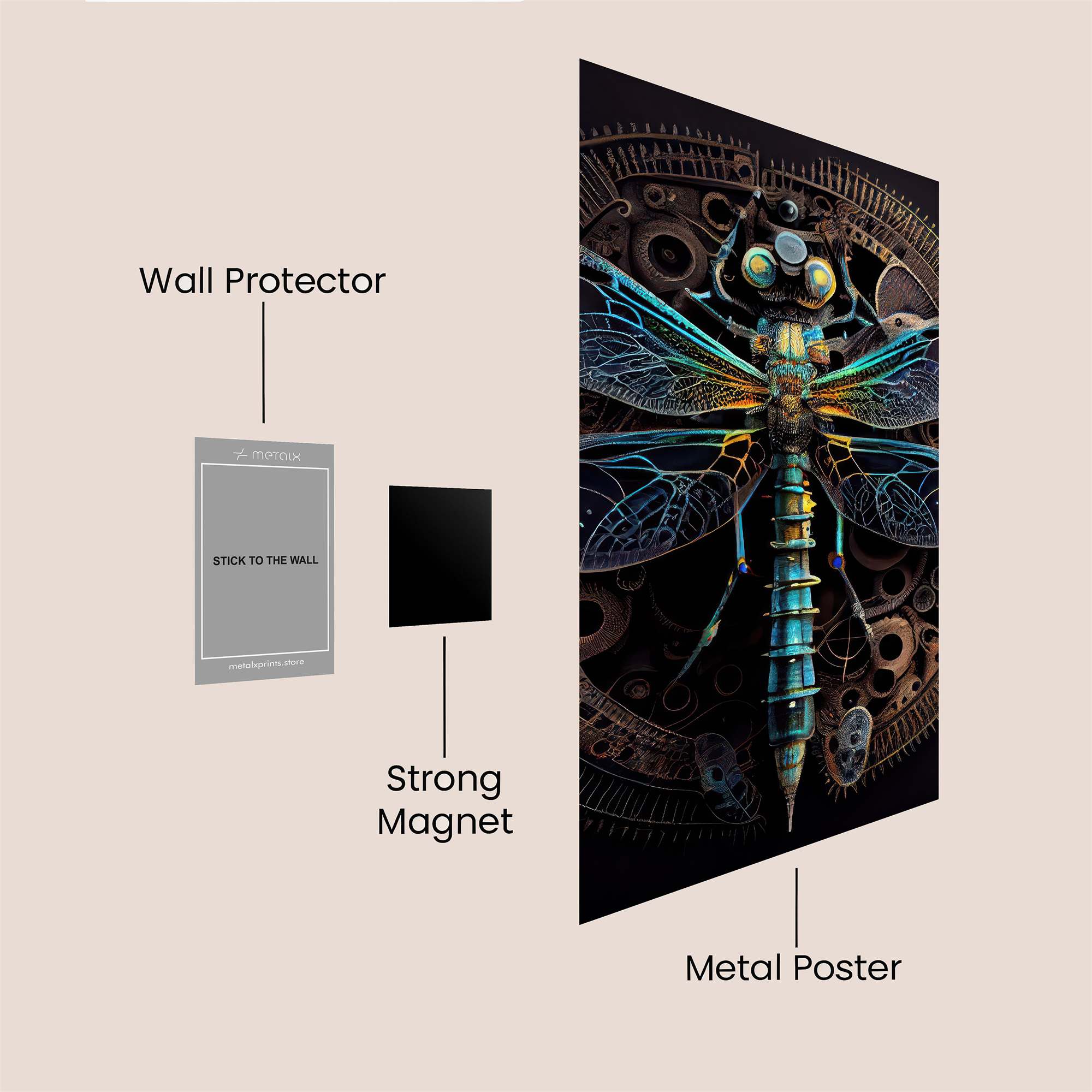Dragonfly Steampunk Safe Wall Magnetic / M
