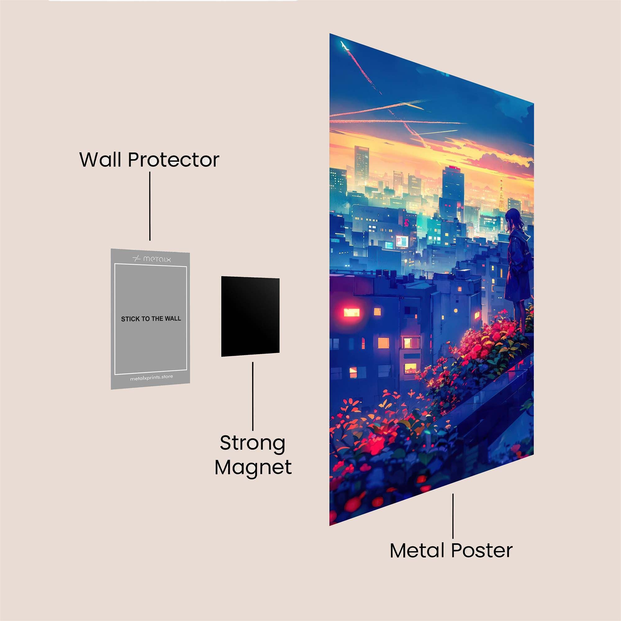 Cityscape Serenity Safe Wall Magnetic / M