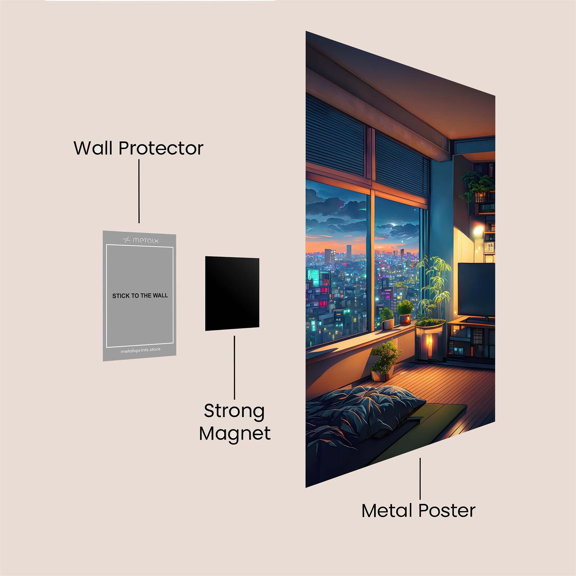 Cityscape Serenity Safe Wall Magnetic / M