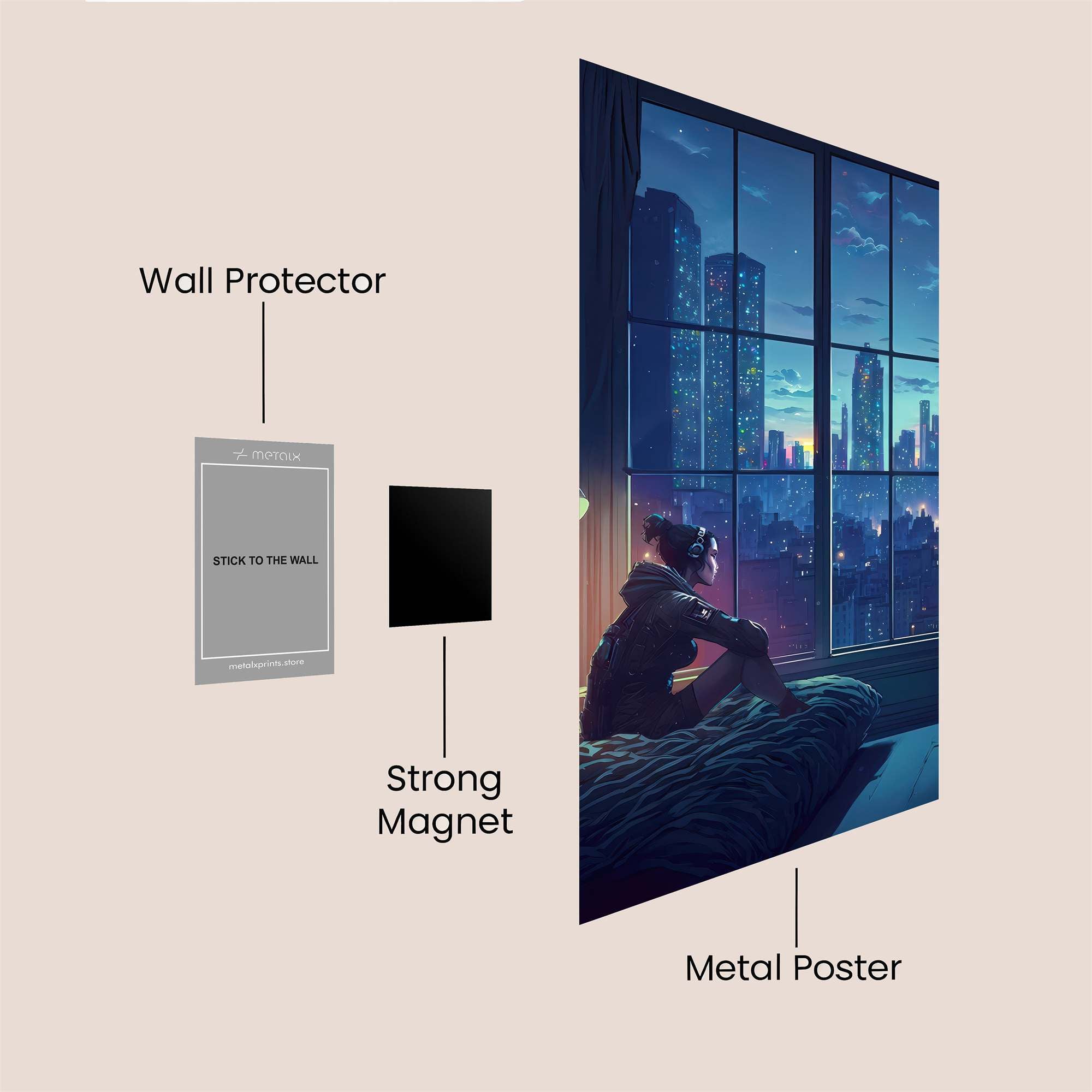 Cityscape Serenity Safe Wall Magnetic / M